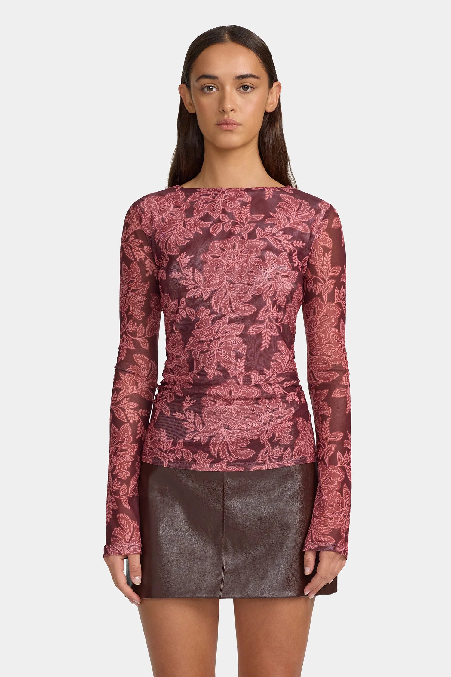 Azalea Plum Paisley Mesh Top for Women - Floral Print Sheer Blouse - Summer Boho Chic Tops for Casual Wear, Beach Outfits & Music Festivals
