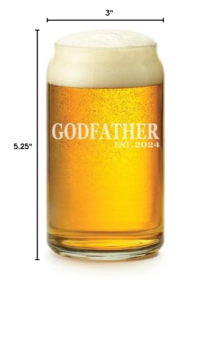 16 oz Beer Can Glass - The Godfather Edition | Vintage Style Est. 2025 | Perfect for Home Bars, Man Caves & Gifts for Beer Lovers