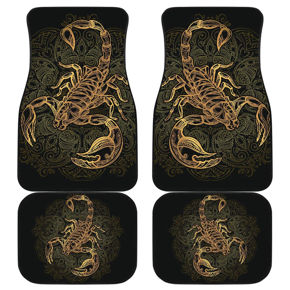 Premium Scorpio Zodiac Car Floor Mats - Custom Front & Back Seat Mats for Scorpio Sign Lovers - Durable, Non-Slip Car Accessories for Daily Commute & Road Trips