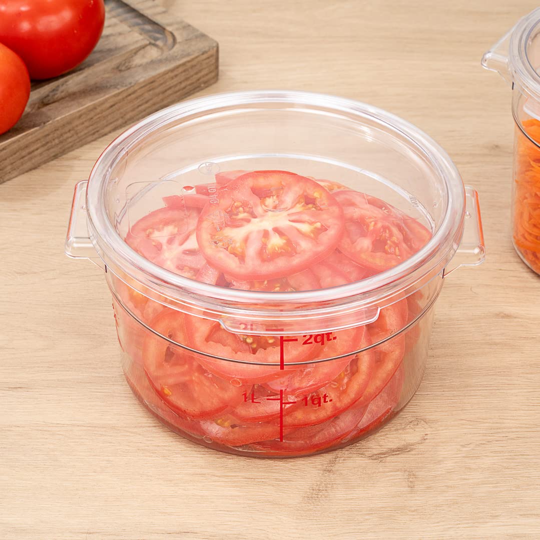 Met Lux 10-Pack Round Food Storage Container Lids - Clear Plastic, Dishwasher & Freezer Safe - Replacement Lids for Marinating Containers with Date Indicator (Containers Sold Separately) - Perfect for Meal Prep, Leftovers & Commercial Kitchen Use