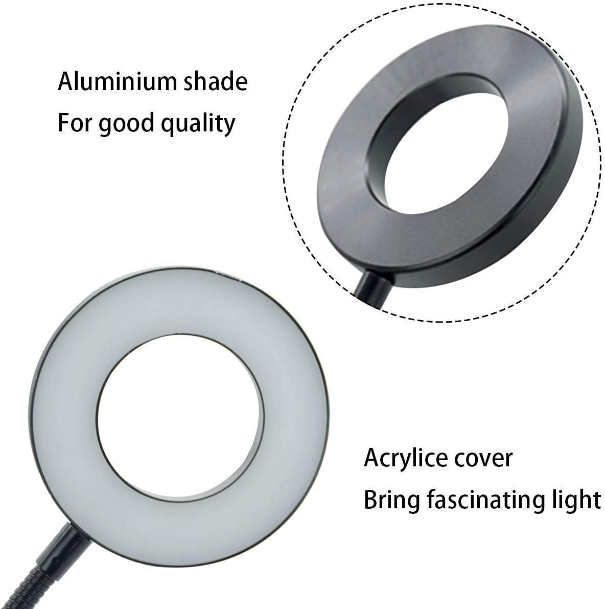 DINGLILIGHTING DLLT LED USB Reading Light Clip - Adjustable 2 Light Colors, Eye-Caring Desk Lamp for Laptop, Books, Piano, Bed Headboard - Includes Adapter | Perfect for Night Reading, Studying & Office Work