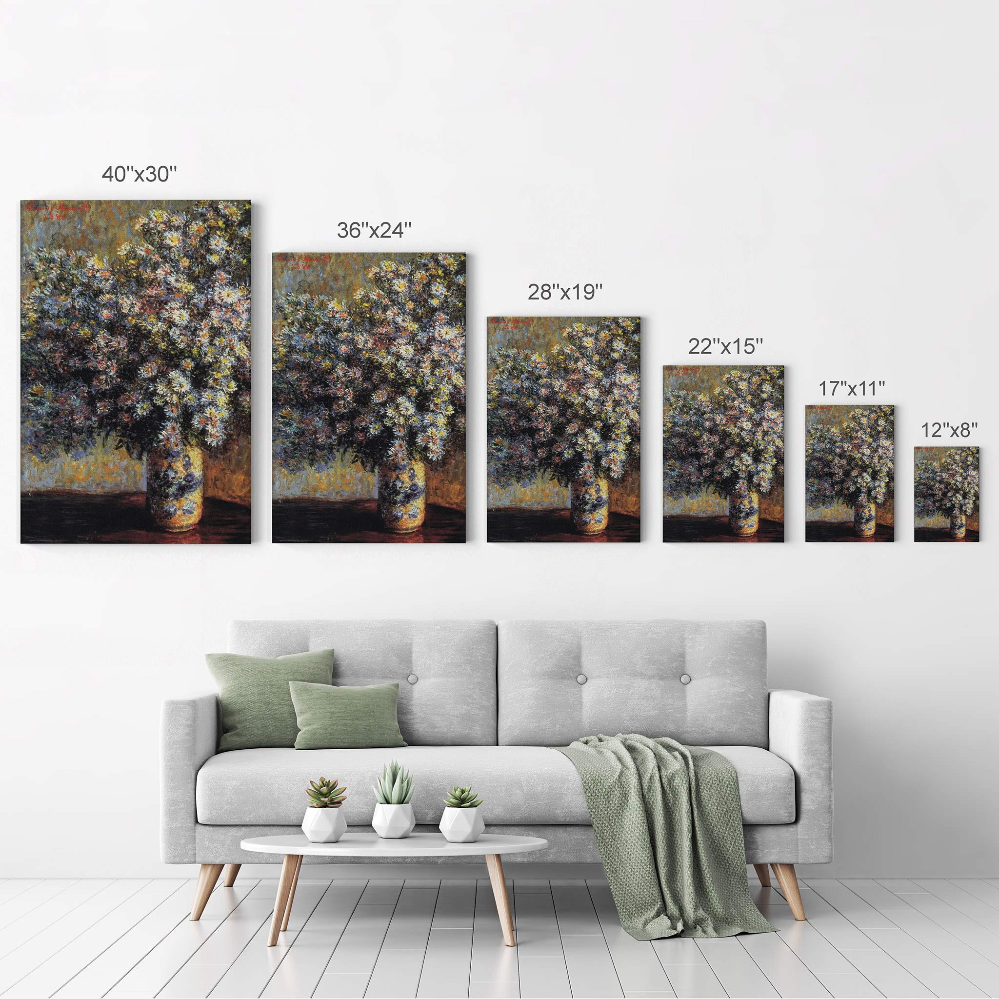Claude Monet Asters Canvas Wall Art Print - Famous Oil Painting Reproduction, Modern Home Decor, Ready to Hang (40x30 inches, Made in USA) | Perfect for Living Room, Bedroom & Office Decor