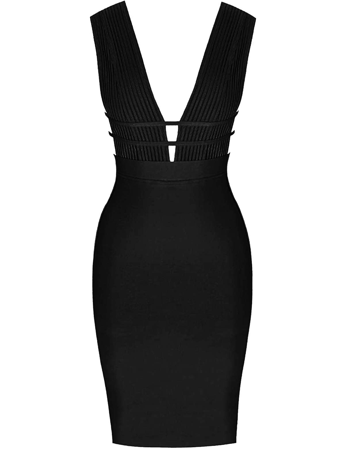 Madam Uniq Sexy Plunge V-Neck Bandage Bodycon Dress for Women - Tight Fitting Cocktail Party Dress with Cut Out Design | Perfect for Night Out, Club Wear, Date Night and Special Occasions