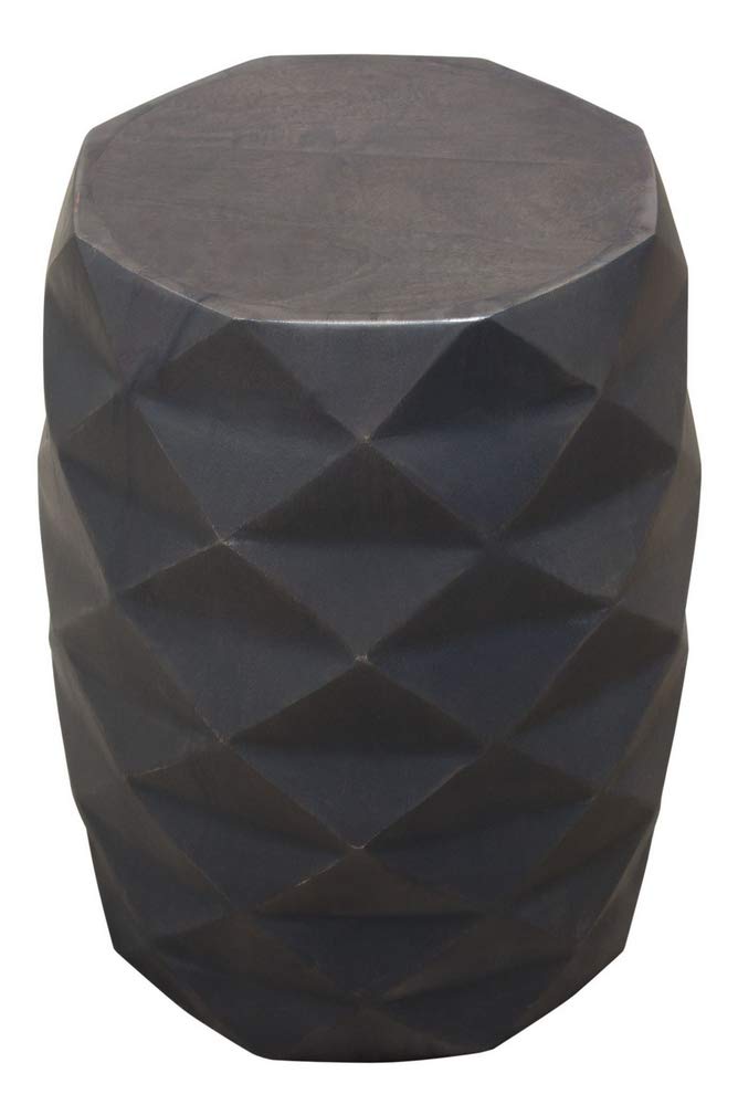 Fig Diamond Sofa Solid Mango Wood Accent Table in Grey Finish - Modern Side Table for Living Room, Bedroom & Office - Perfect for Coffee, Books & Decor