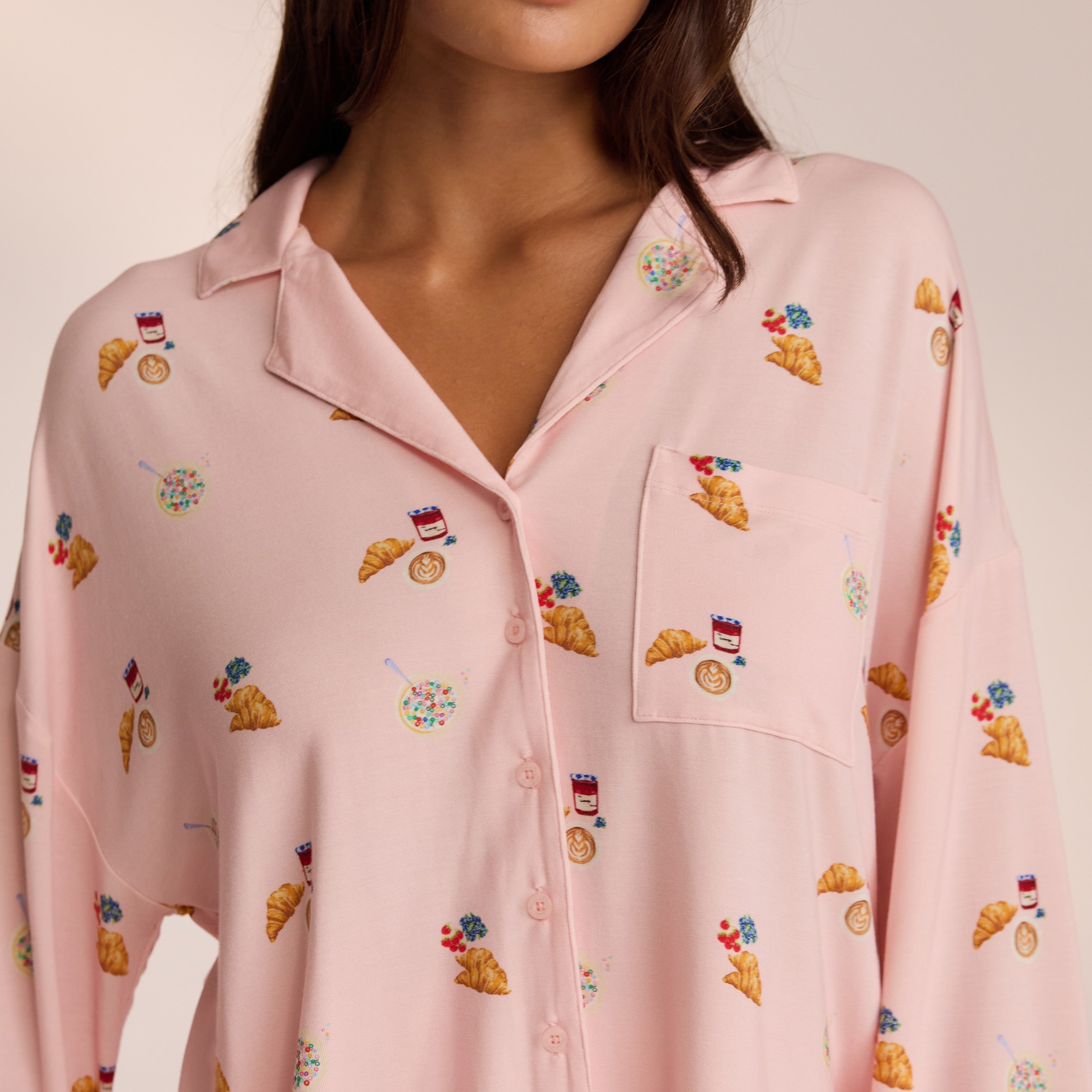 Soft Modal Pajama Shirt for Women - Comfortable Sleepwear Top in Light Pink | Perfect for Nightwear, Lounging & Relaxing at Home