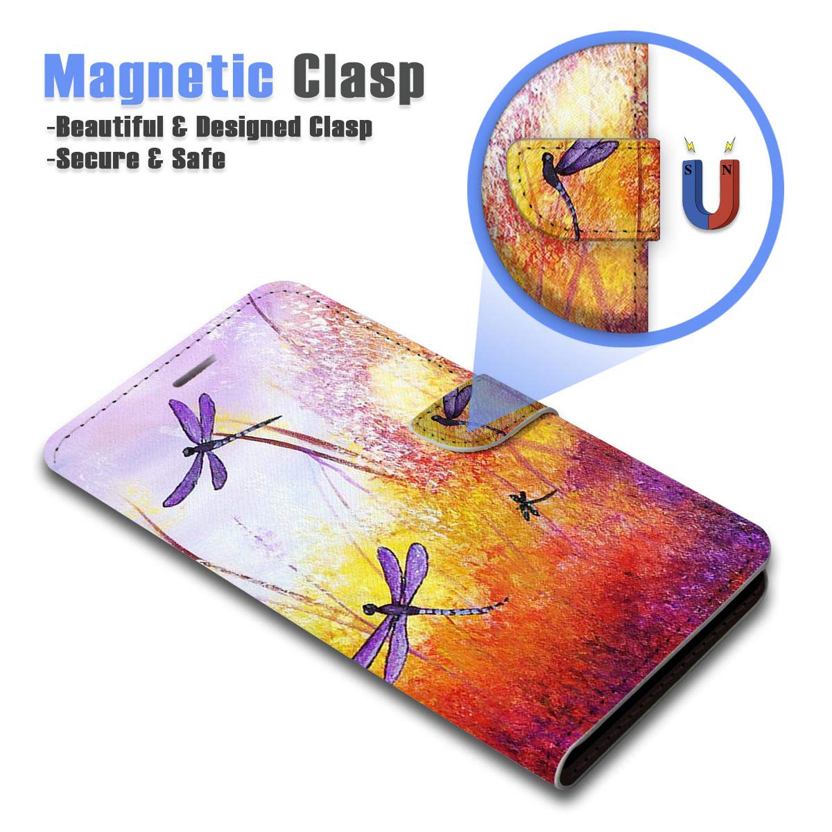 Samsung Galaxy A51 4G Flip Wallet Phone Case Cover - A21092 Dragonfly Design | Protective Leather Case with Card Holder for Everyday Use