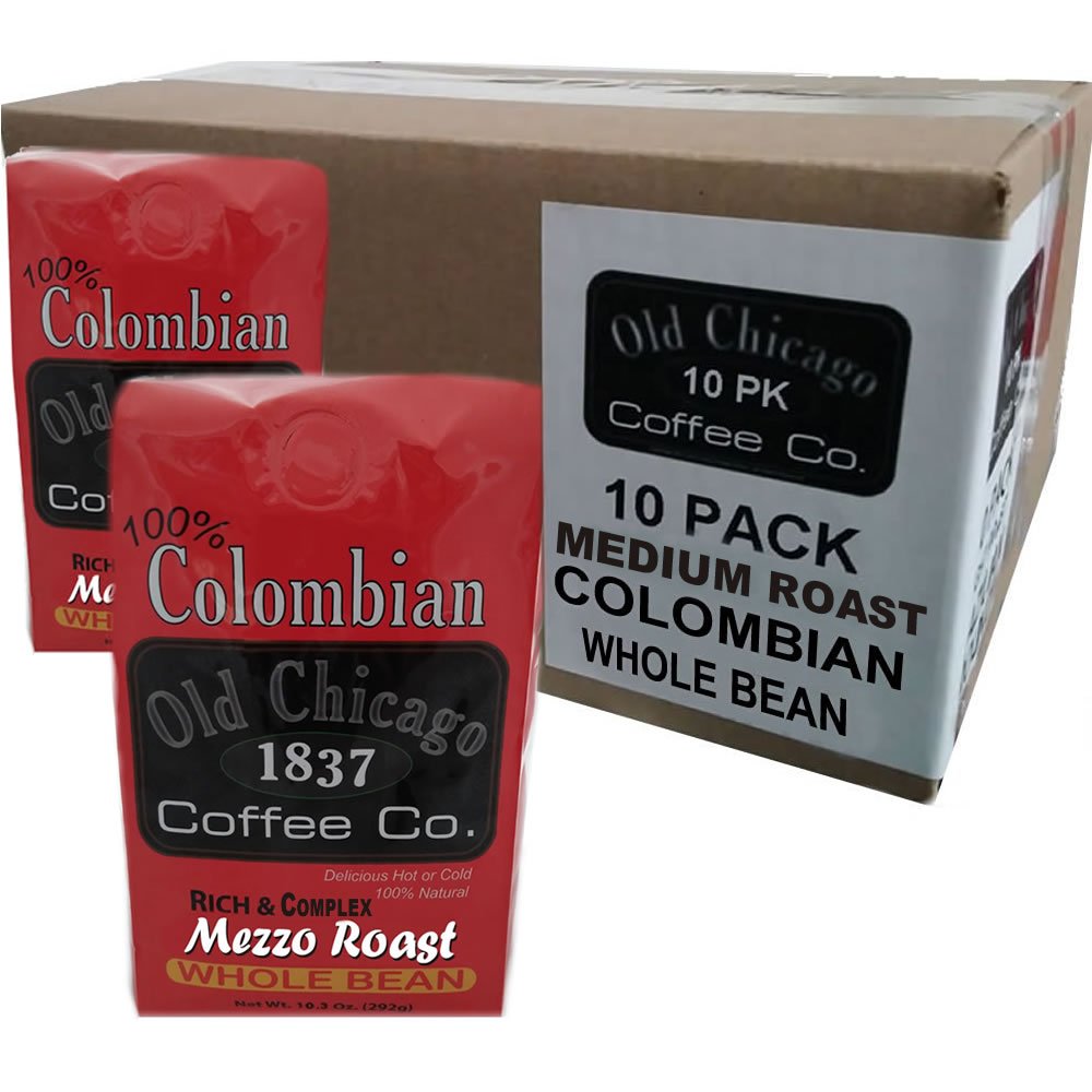 Premium Colombian Medium Roast Whole Bean Coffee - Case of 10 Bags (16oz Each) | Rich & Smooth Flavor | Perfect for Home Brewing, Office Use & Gifts