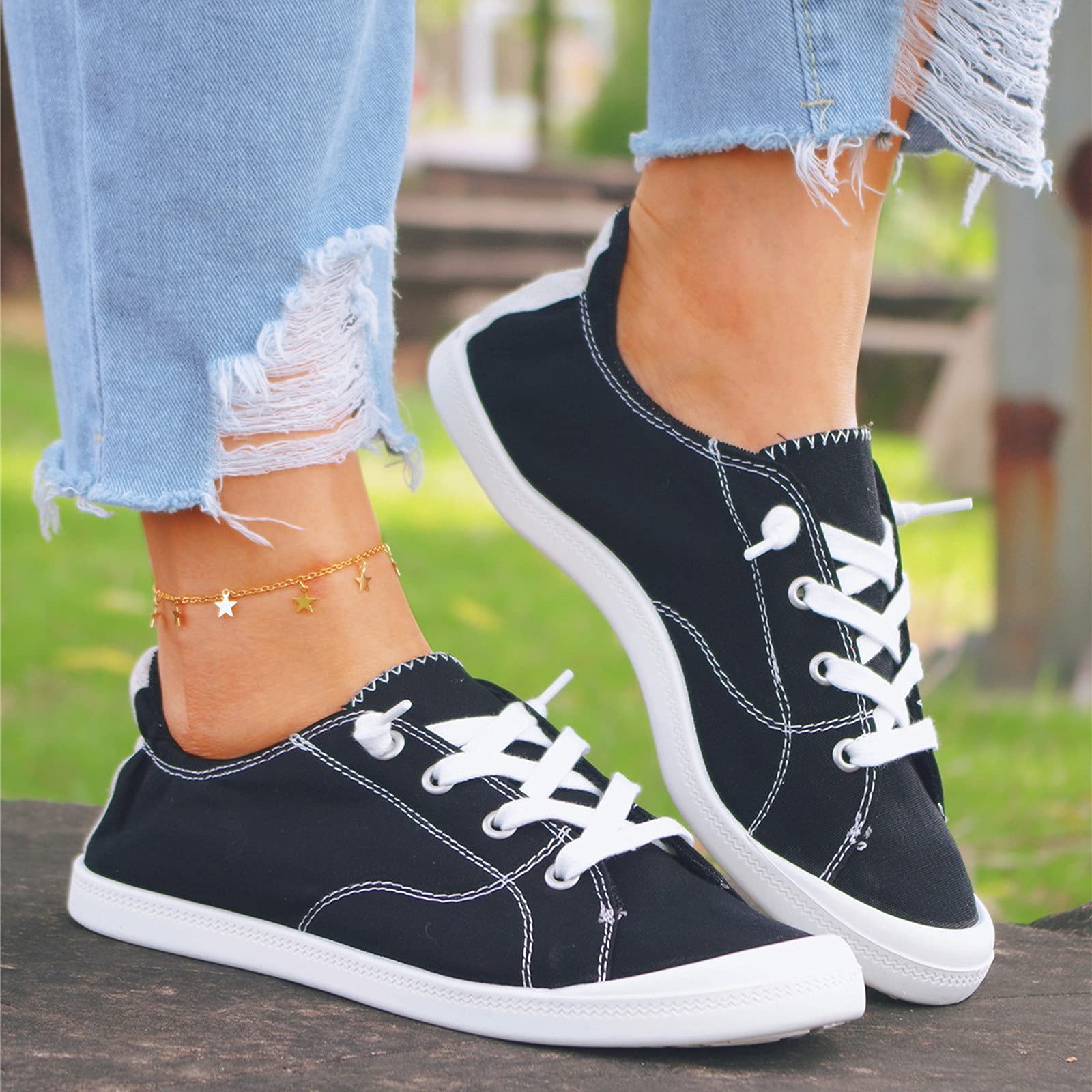 Women's Slip-On Canvas Sneakers - Comfortable Vulcanized Flat Shoes for Casual Wear, Walking & Everyday Use | Autumn Fashion Loafers for Ladies