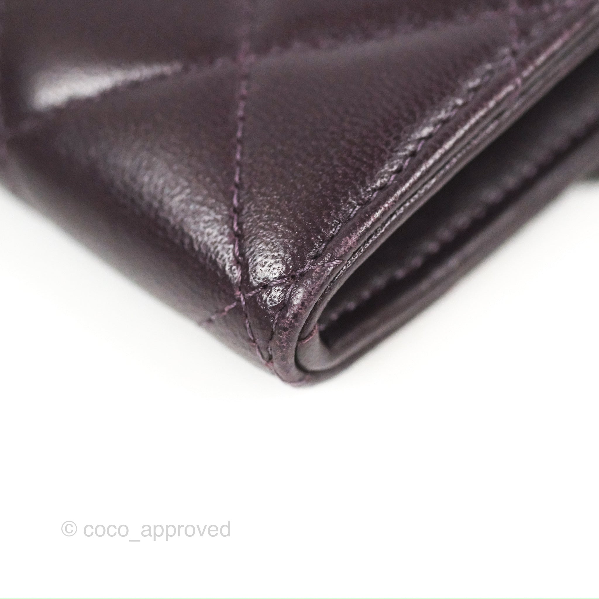 Chanel Classic Flap Coin Purse - Dark Purple Lambskin Leather with Silver Hardware | Luxury Small Wallet for Women, Perfect for Parties & Evening Events