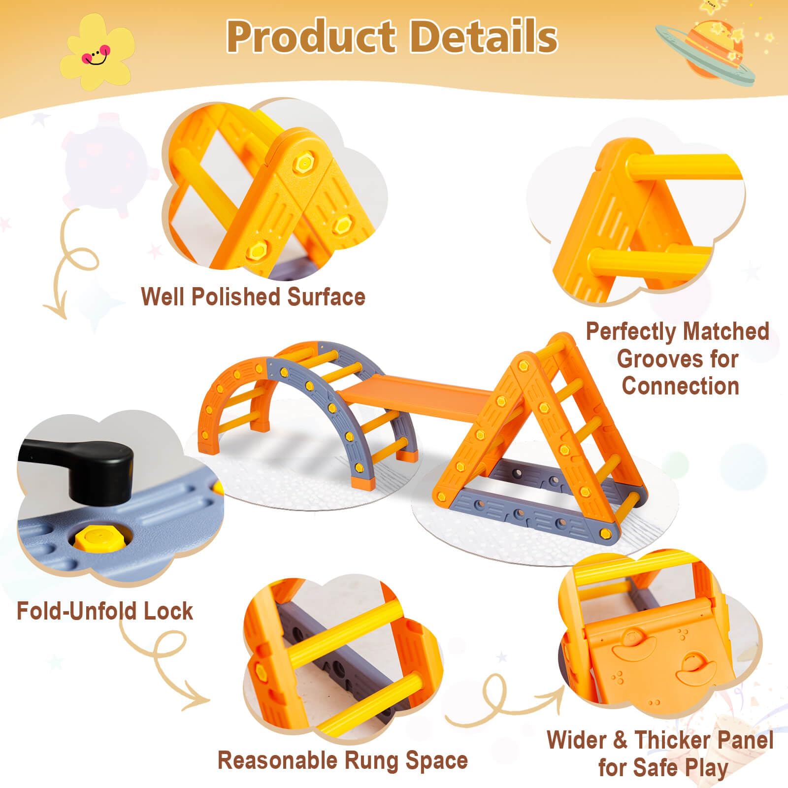 Flwrgirl 6-in-1 Pikler Triangle Climbing Set - Montessori Wooden Climbing Toys for Toddlers 1-3 Years Old - Indoor Play Gym for Kids with Slide & Ramp - Perfect for Home Playroom, Daycare & Preschool Activities