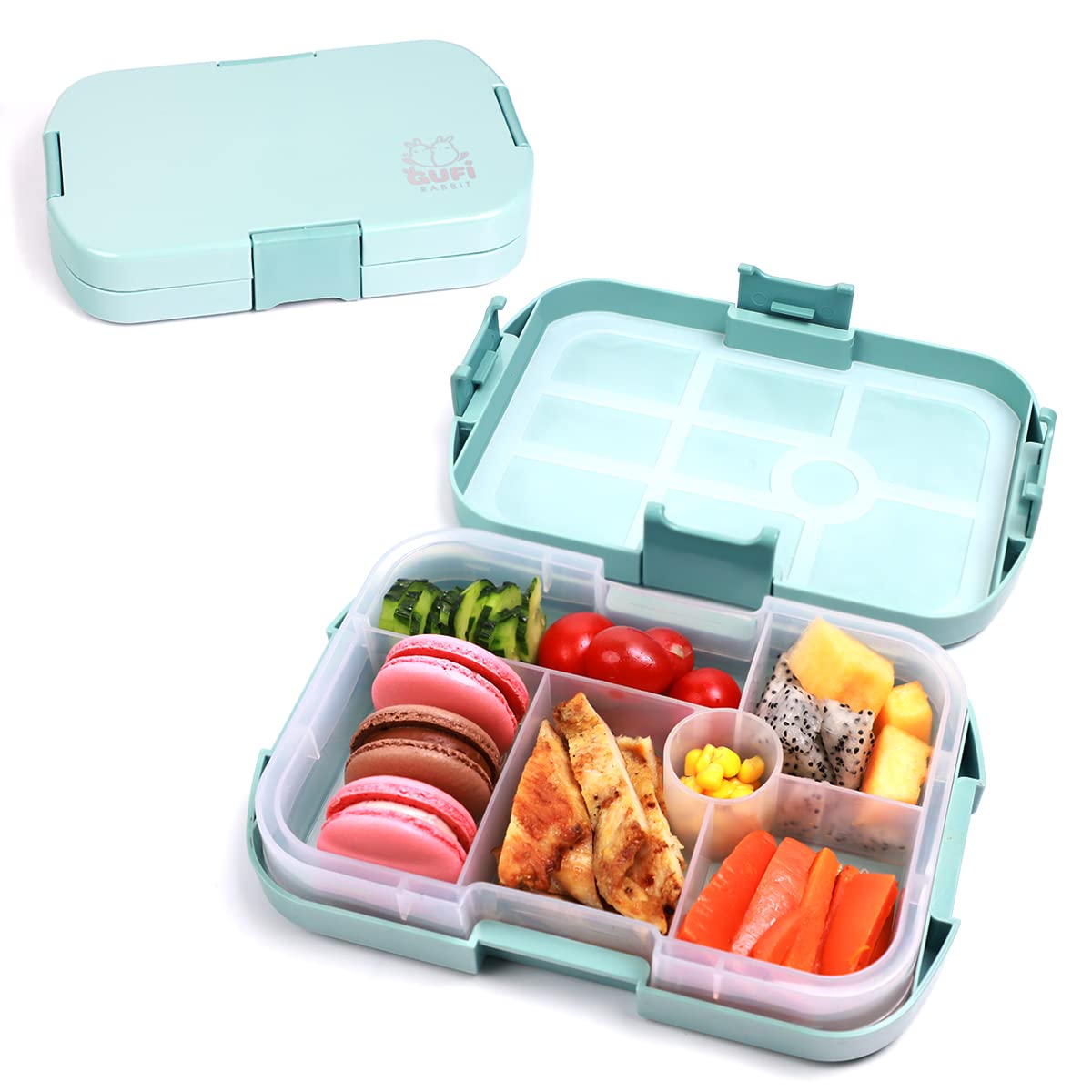 SGAONSN Kids Lunch Box - 6 Compartment Bento Box for School, BPA Free Plastic Food Container | Picnic, Snacks & Salad Storage | Toddler & Baby Lunch Box (Blue) - Perfect for School Lunches, Daycare Meals & Family Outings