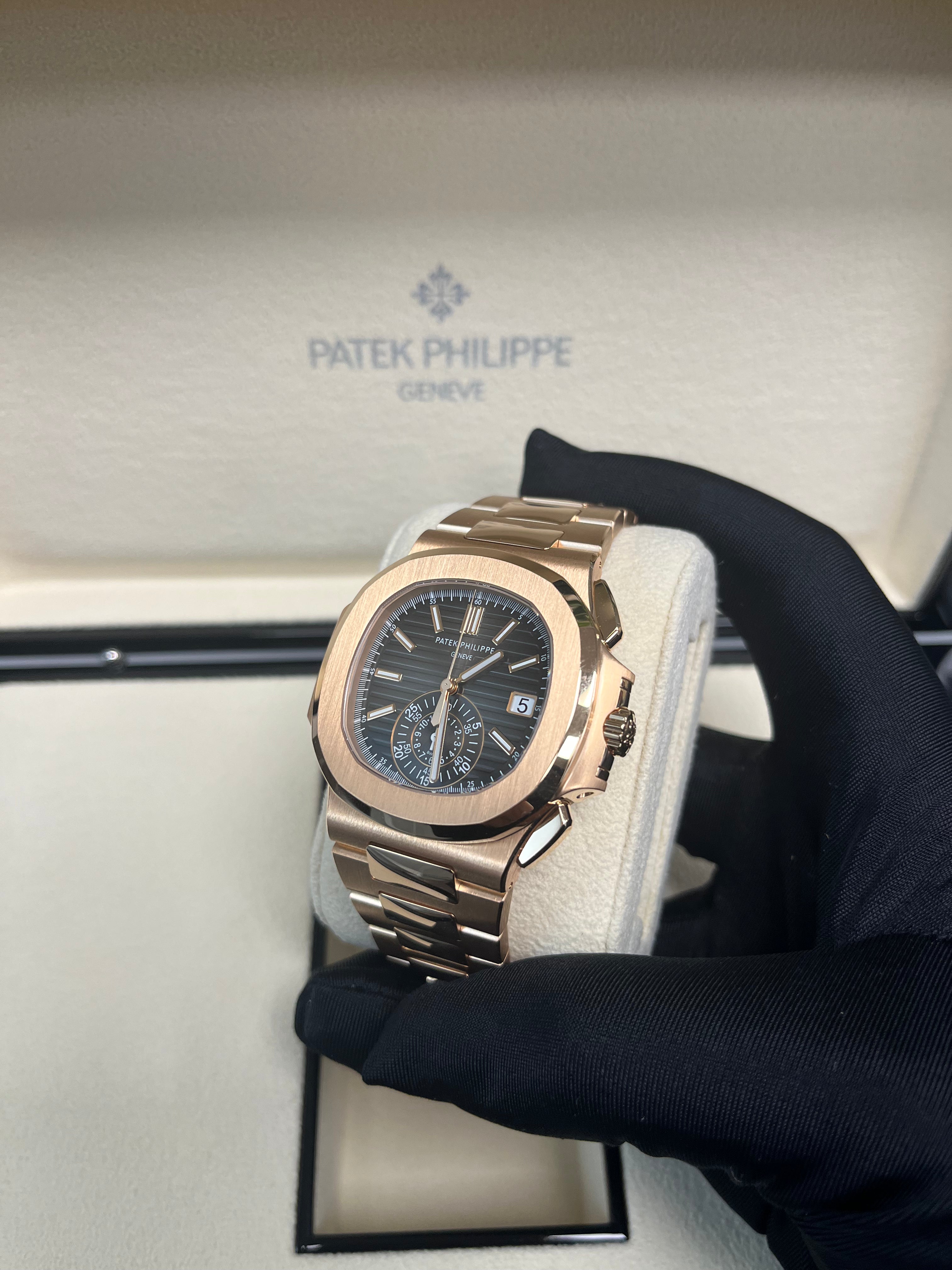 Patek Philippe Nautilus Rose Gold Watch with Black Gradient Dial - Ref#5980/1R 001 - Luxury Swiss Timepiece for Men, Business Meetings & Special Occasions