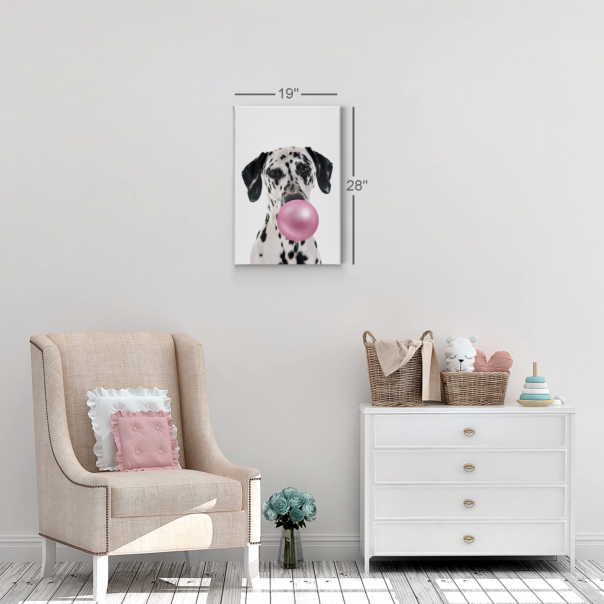 Dalmatian Dog Chewing Bubble Gum Canvas Wall Art Print - Pet Lover Gift, Animal Pop Art for Office, Living Room, Bedroom & Nursery Decor (22x15 Inches) - Perfect for Dog Lovers & Home Decoration