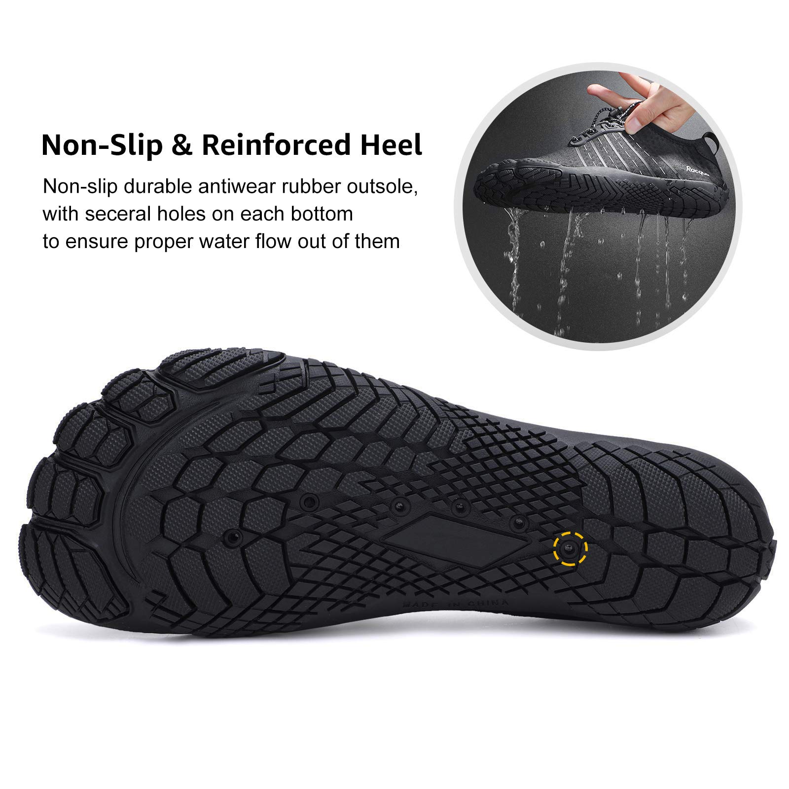 **Racqua Composite Mesh Water Shoes for Men & Women - Quick-Dry, Lightweight & Non-Slip - Perfect for Beach, Pool, Kayaking & Water Sports**