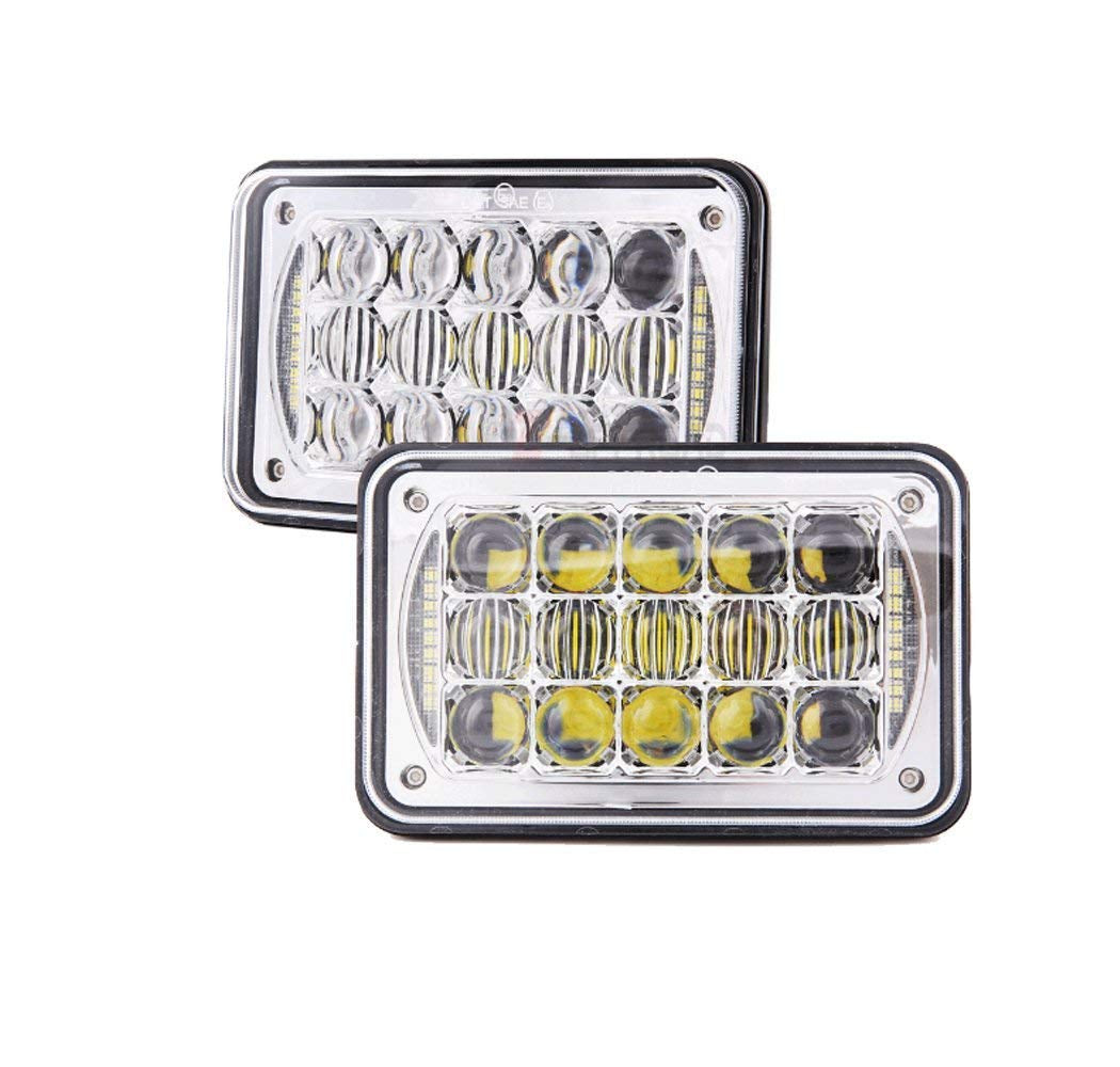 LOYO 4×6 LED Headlight Kit - 4PCS Chrome H4656 Replacement for Kenworth T800 T600 Peterbilt 379 Freightliner - High Brightness Waterproof Truck Lights for Night Driving & Off-Road Use