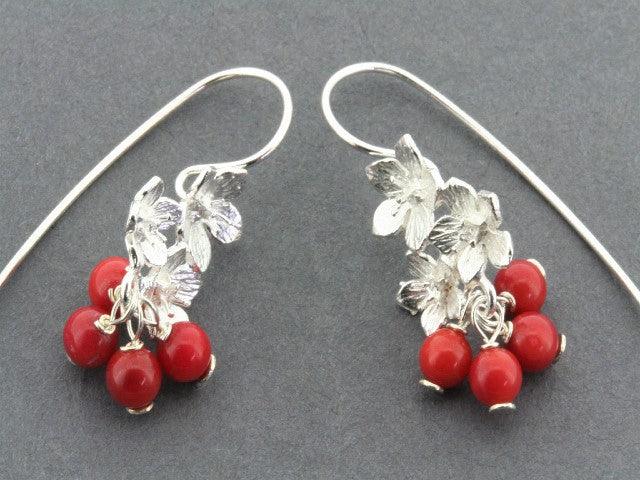 Red Coral Verbena Earrings for Women – Handmade Boho Dangle Jewelry – Perfect for Parties, Weddings & Everyday Wear
