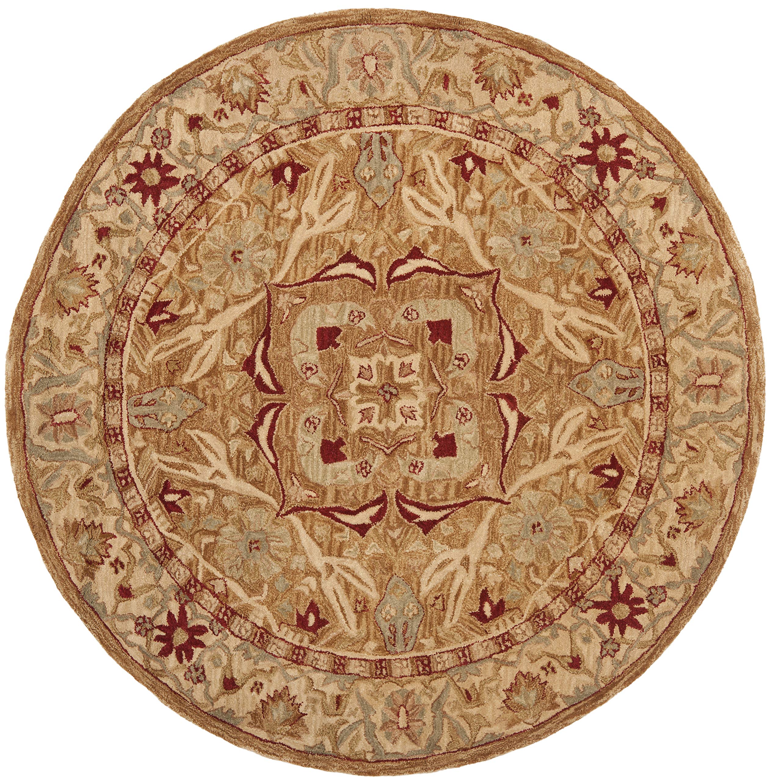 SAFAVIEH Anatolia Collection 8' Round Ivory/Beige AN514A Handmade Traditional Oriental Premium Wool Area Rug - Perfect for Living Room, Bedroom & Home Decor
