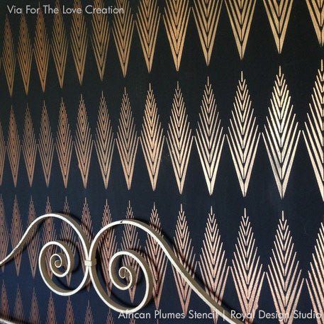 African Feathers Wall Stencil - Raven & Lily Design for DIY Home Decor, Nursery, and Living Room Accent