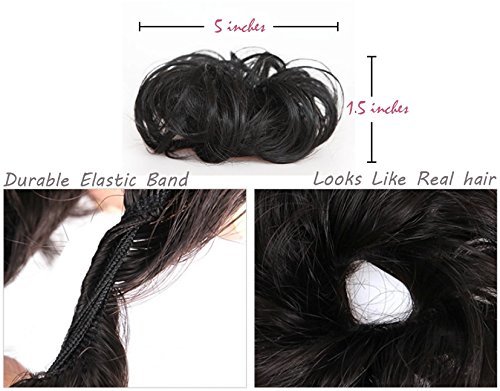 BELLA HARARO Messy Bun Hair Extension - Synthetic Hair Scrunchies for Women & Girls - Black Hairpiece (Pack of 1) - Perfect for Quick Hairstyles, Parties & Everyday Wear