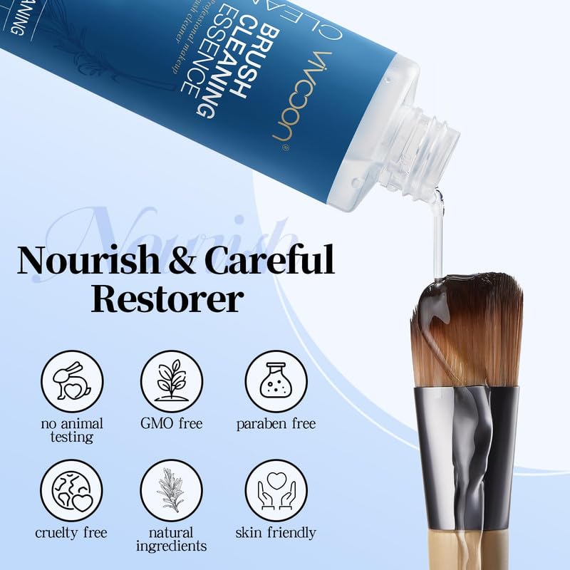 3 in 1 Makeup Brush Cleaner & Restorer with Makeup Remover - Deep Cleans Brushes, Sponges & Puffs - Fragrance Free, Paraben Free, Hypoallergenic (180ml) - Perfect for Daily Brush Care & Professional Makeup Artists