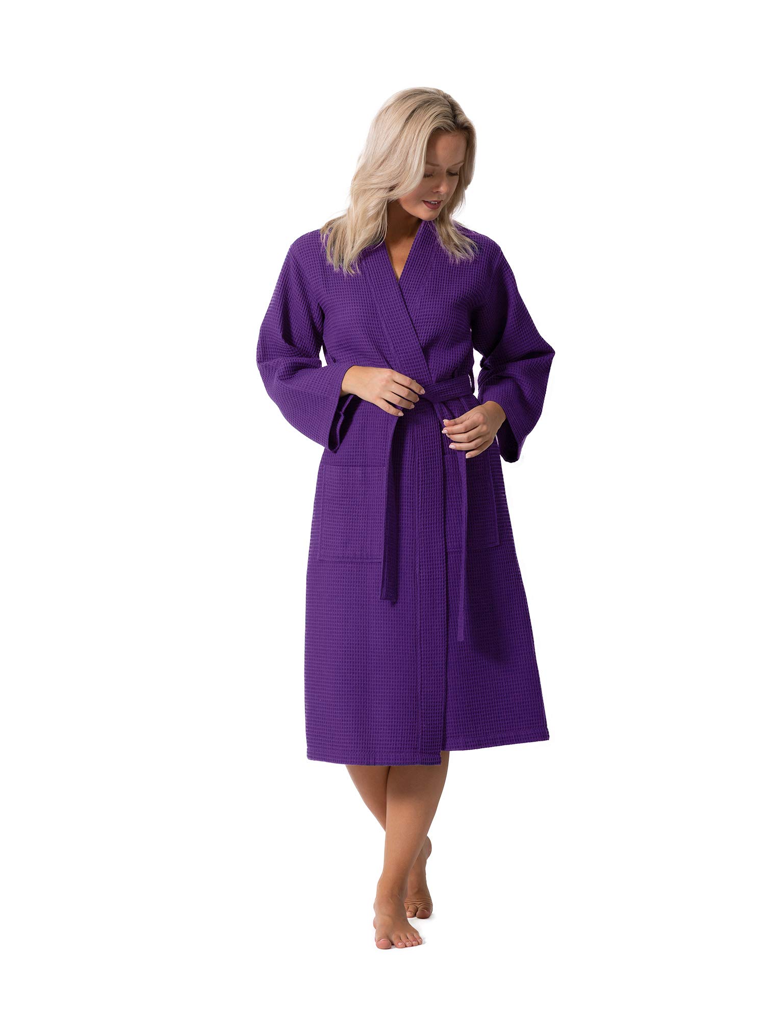Premium Turkish Linen Waffle Knit Kimono Robe for Women - Lightweight Spa Bathrobe - Quick Dry & Ultra Soft - Perfect for Relaxation, Beach Cover-Up & Lounge Wear