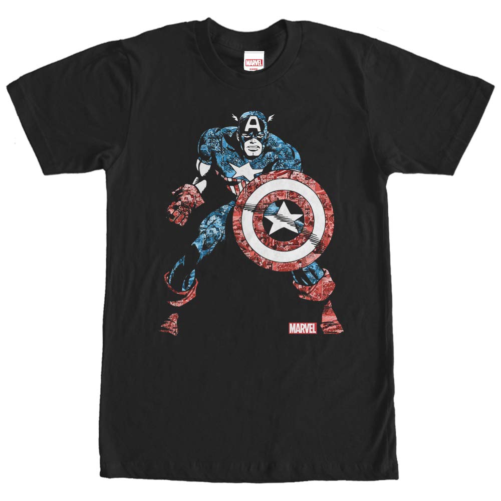 Marvel Captain America Kaleidoscope Graphic T-Shirt for Men - Black, Small Size | Superhero Tee for Casual Wear, Cosplay & Comic Con Events