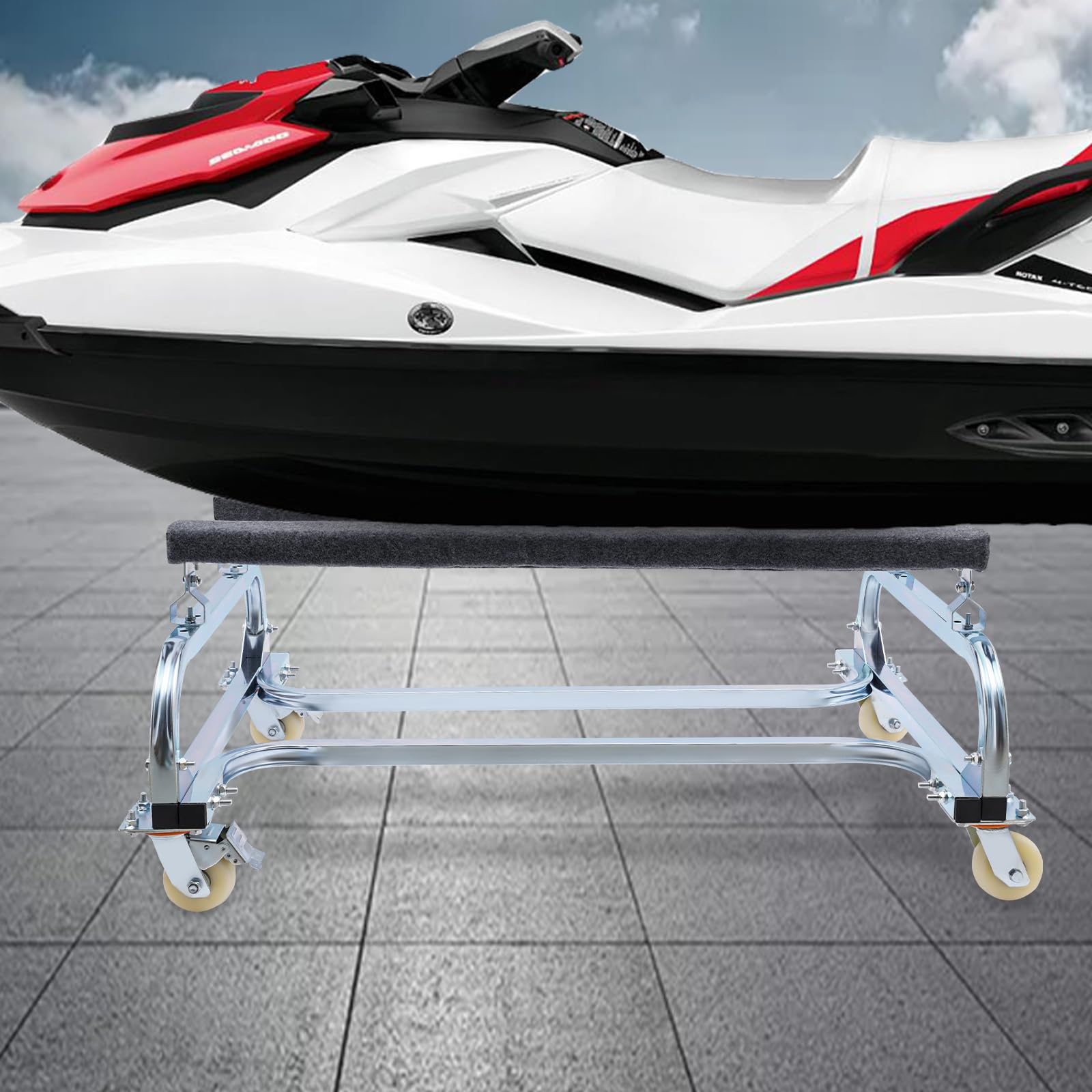 **Heavy-Duty Watercraft PWC Dolly Dock Cart – 1000lbs Capacity with 4 Casters & 2 Brakes – Ideal for Jet Skis, Fishing Boats, Sailboats – Perfect for Easy Transport & Storage**