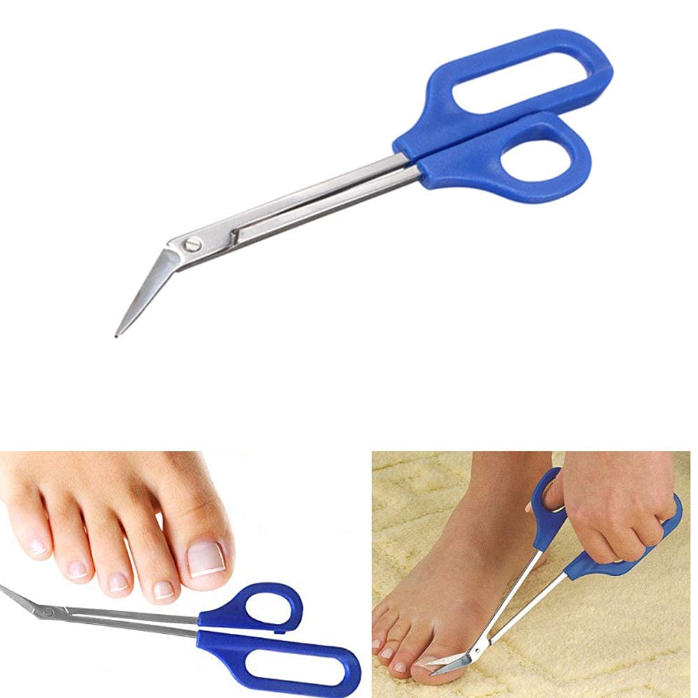 Stainless Steel Toenail Scissors with Long Handle & Easy Grip - Large Loop Design for Seniors & Thick Nails - Perfect for Pedicures, Foot Care & Manicures at Home