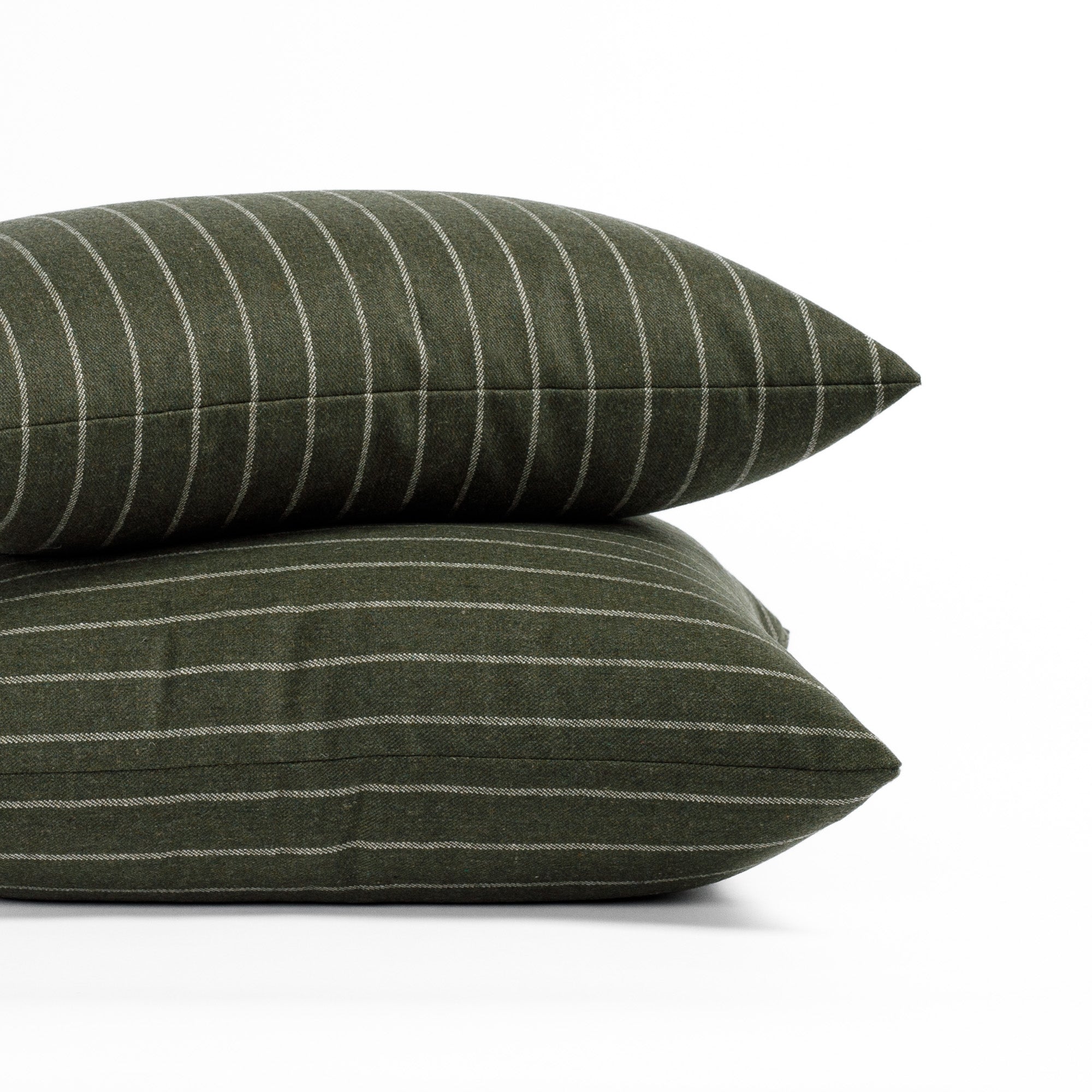 Hunter Stripe 20x20 Decorative Throw Pillow Cover - Moss Green Cotton Linen Blend Cushion Case for Sofa, Bed, Living Room & Home Decor