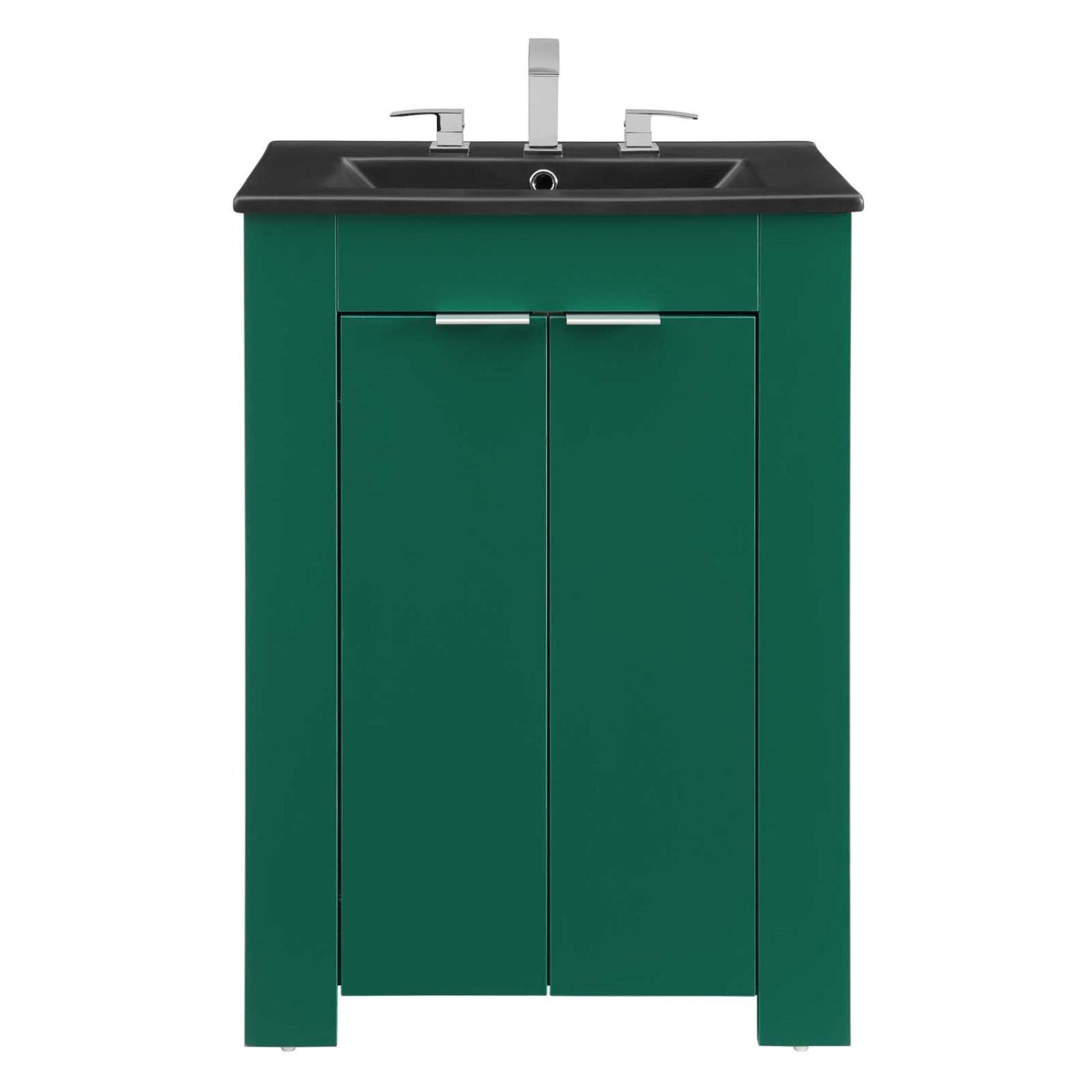 Modway Maybelle 24-Inch Bathroom Vanity with Sink - Green & Black Finish for Modern Powder Rooms & Small Bathrooms
