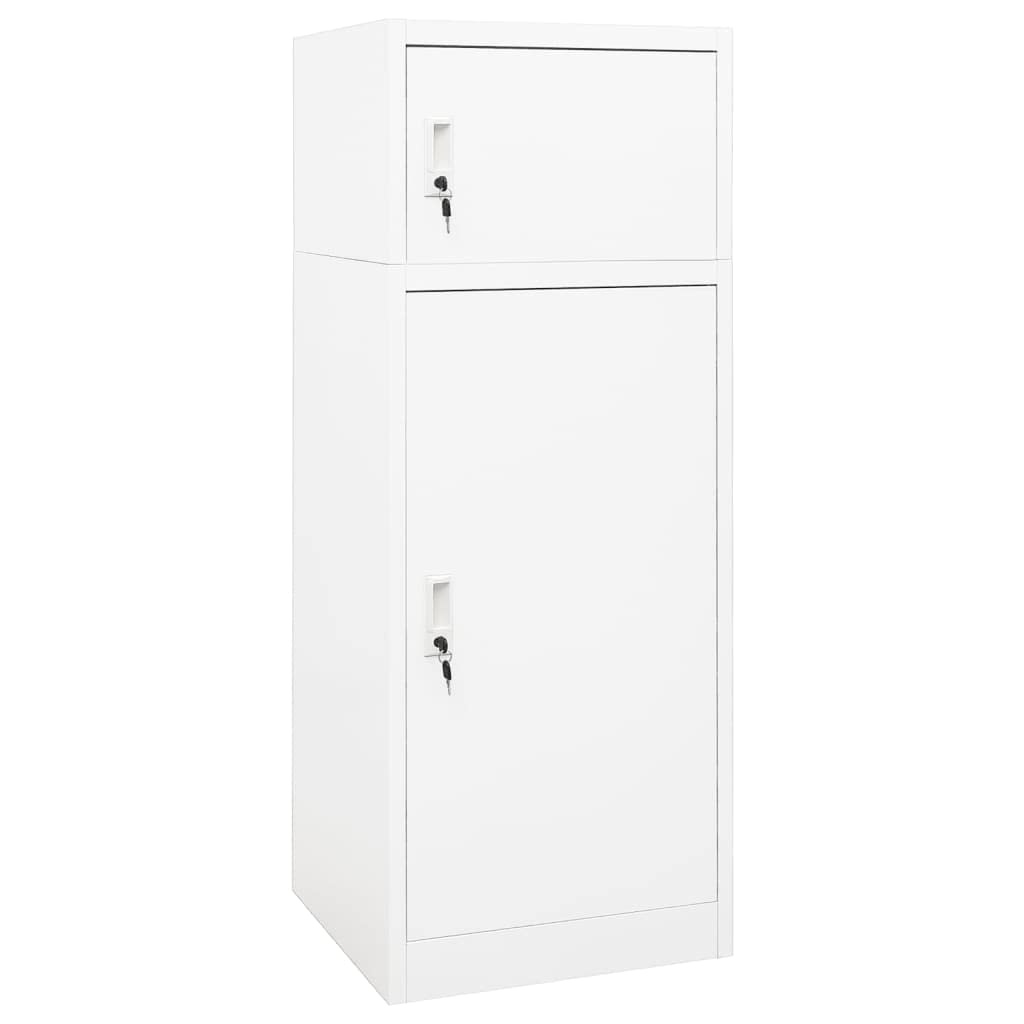 vidaXL White Steel Horse Saddle Rack Storage Cabinet with Shelf 53x53x140cm - Organize Riding Equipment & Tack Room Gear for Equestrian Enthusiasts