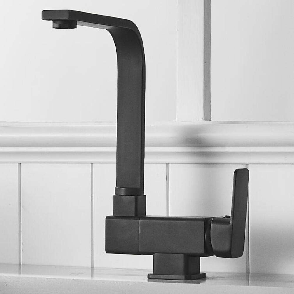 Brass Black Kitchen Sink Mixer Tap with Hot & Cold Water Modes - 360° Swivel Folding Design, Water-Saving Bubbler for Modern Homes - Perfect for Small Kitchens, Apartments & RVs