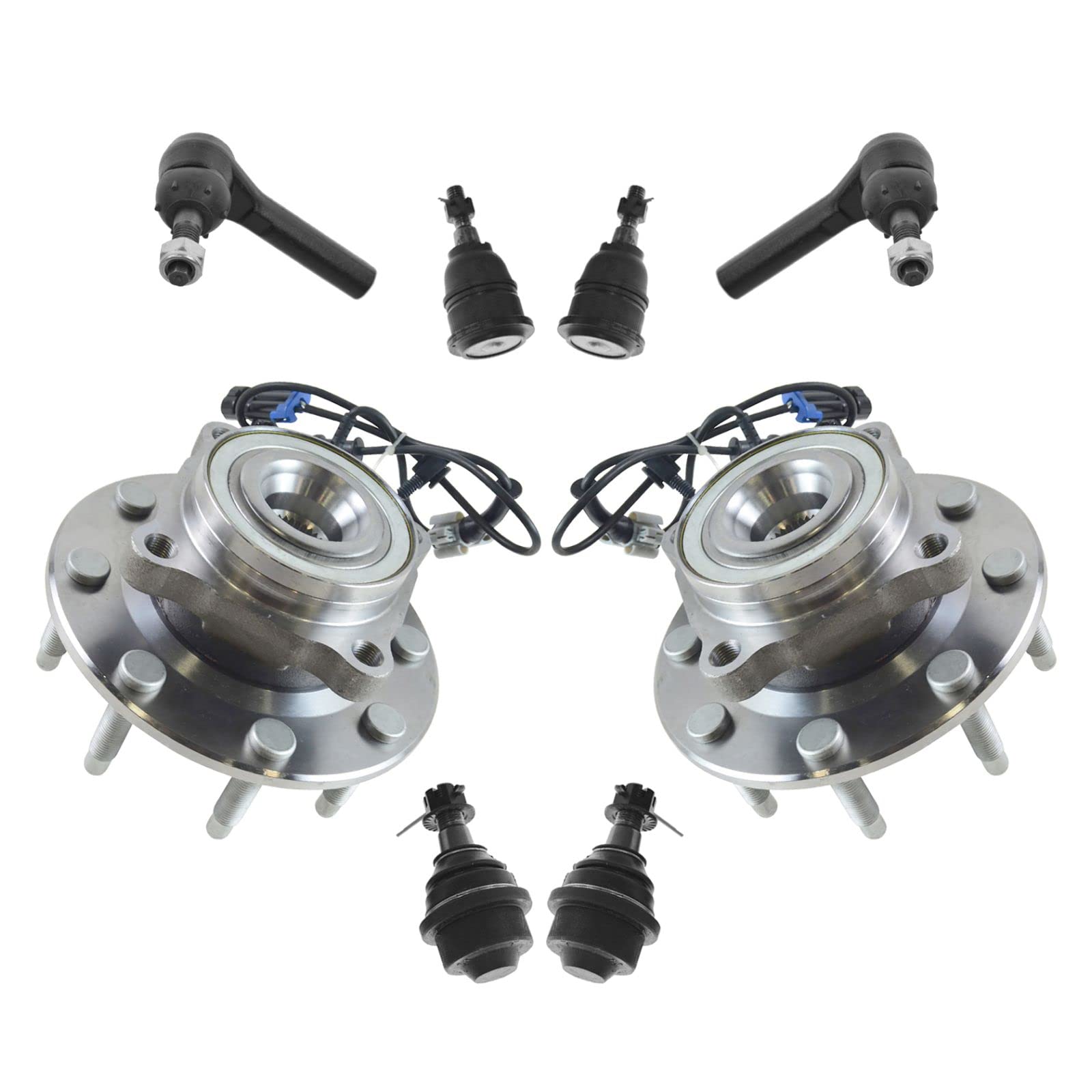8-Piece Steering & Suspension Kit - Ball Joints, Tie Rods, Wheel Hub & Bearings - Perfect for Car Repair & Maintenance - DIY Auto Replacement Parts for Smooth Driving
