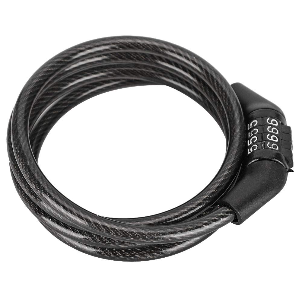 High Security 4 Digit Combination Steel Cable Lock - Heavy Duty Anti-Theft Coiling Bike Lock for Bicycles, Motorcycles & Outdoor Gear | Black | Perfect for Cycling, Travel & Storage Protection