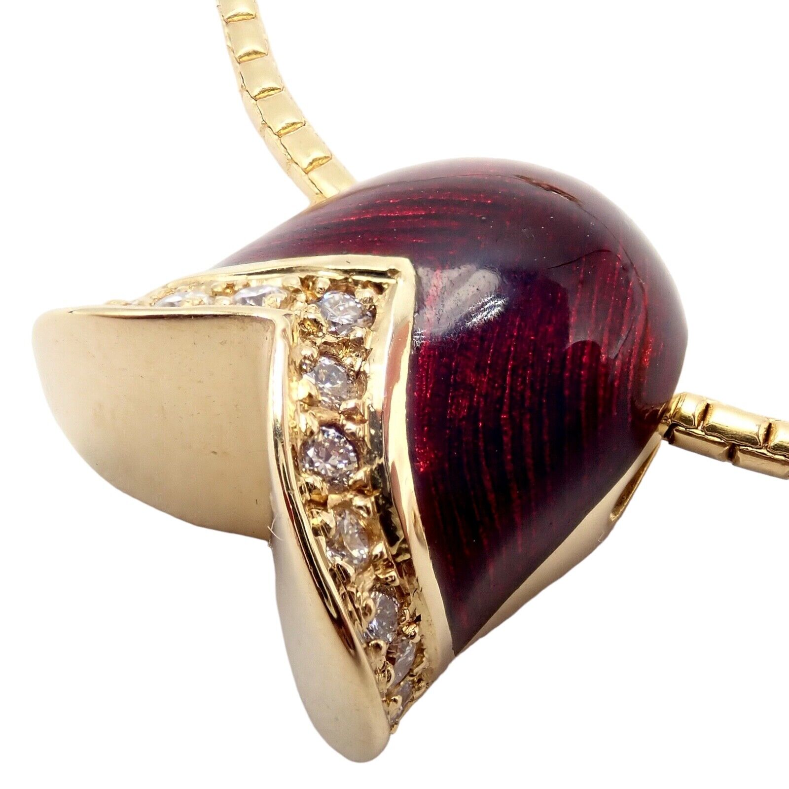 Authentic Faberge Diamond Tulip Red Enamel Pendant Necklace - Elegant Jewelry Gift for Women, Perfect for Valentine's Day, Anniversary & Special Occasions