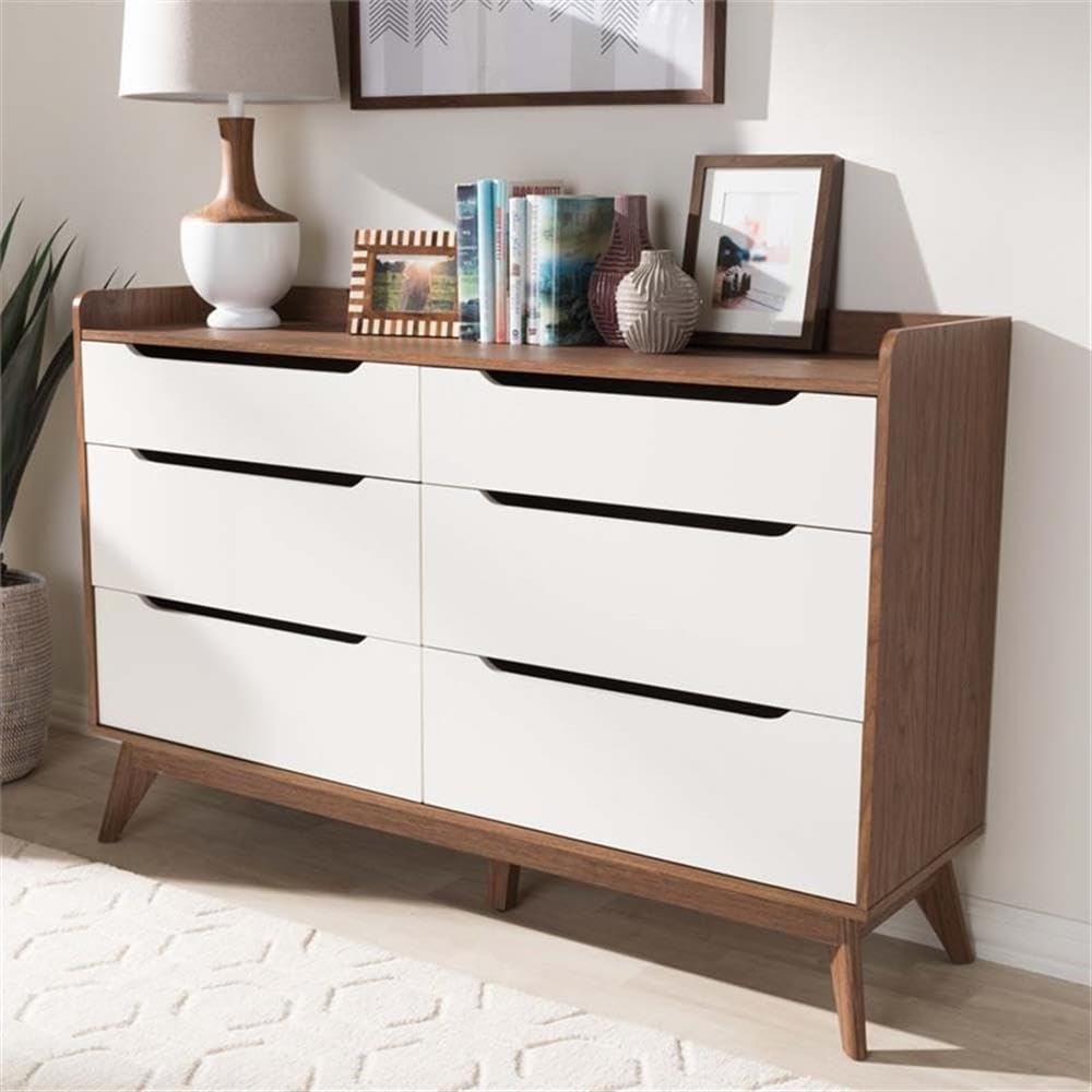 Modern 3-Piece Dresser and Nightstand Set in White & Walnut - Home Square Bedroom Furniture for Stylish Storage & Organization