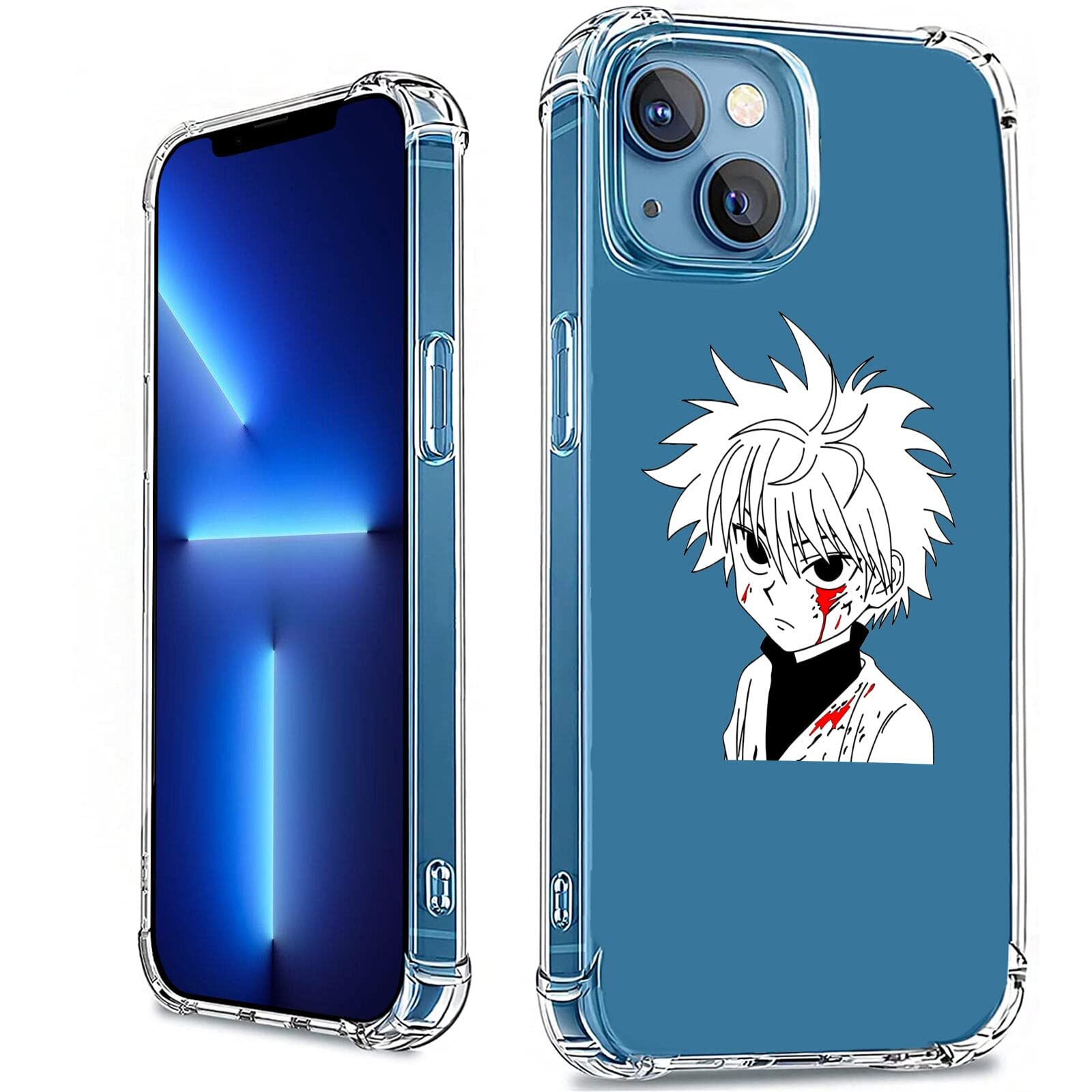 Anime Killua Zoldyck Hunter x Hunter Clear TPU Bumper Phone Case for iPhone 7/8/Plus/X/XR/XS Max/11/12/13 Pro Max/Mini/SE 2020 - Durable Protective Cover with Transparent Design | Perfect for Anime Fans & Daily Use