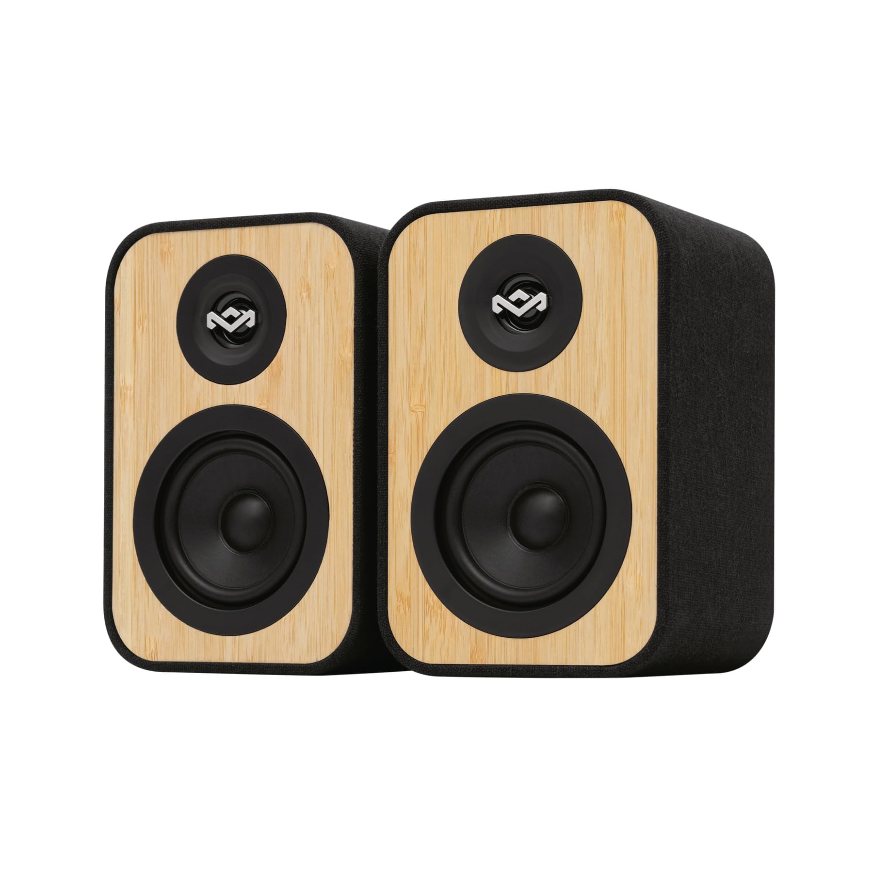 House of Marley Uplift Bluetooth Bookshelf Speakers - Bamboo Finish, Bluetooth 5.3, Superior Stereo Sound with RCA Input | Sustainable Design with Recycled Fabric & Eco-Friendly Packaging | Perfect for Turntables, Home Theater & Music Listening