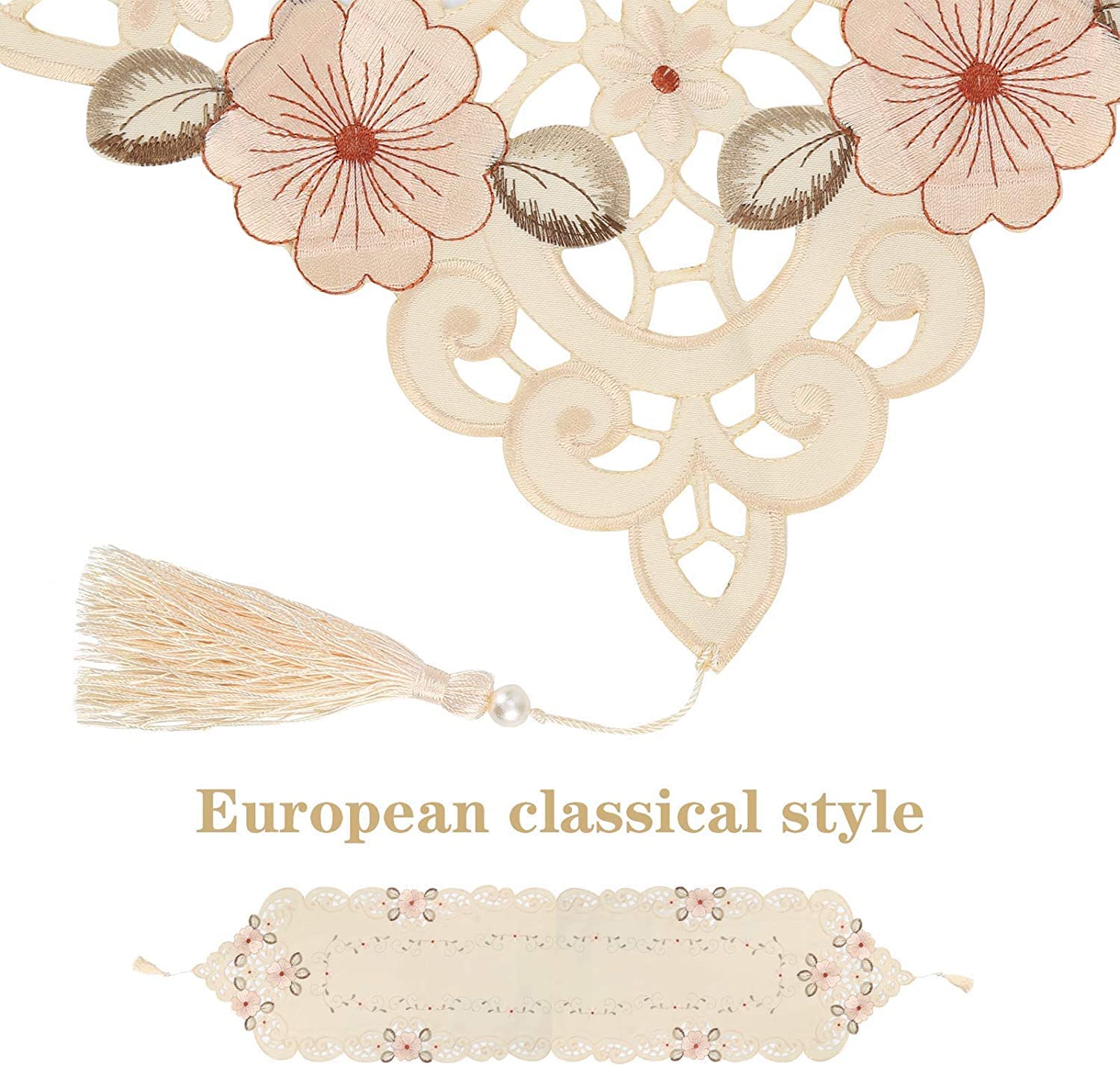 Luxury Embroidered Polyester Table Runners - Elegant Country Style Table Linens for Wedding, Outdoor Party & Home Decor - Perfect for Dining Table, Buffet & Special Event Decorations