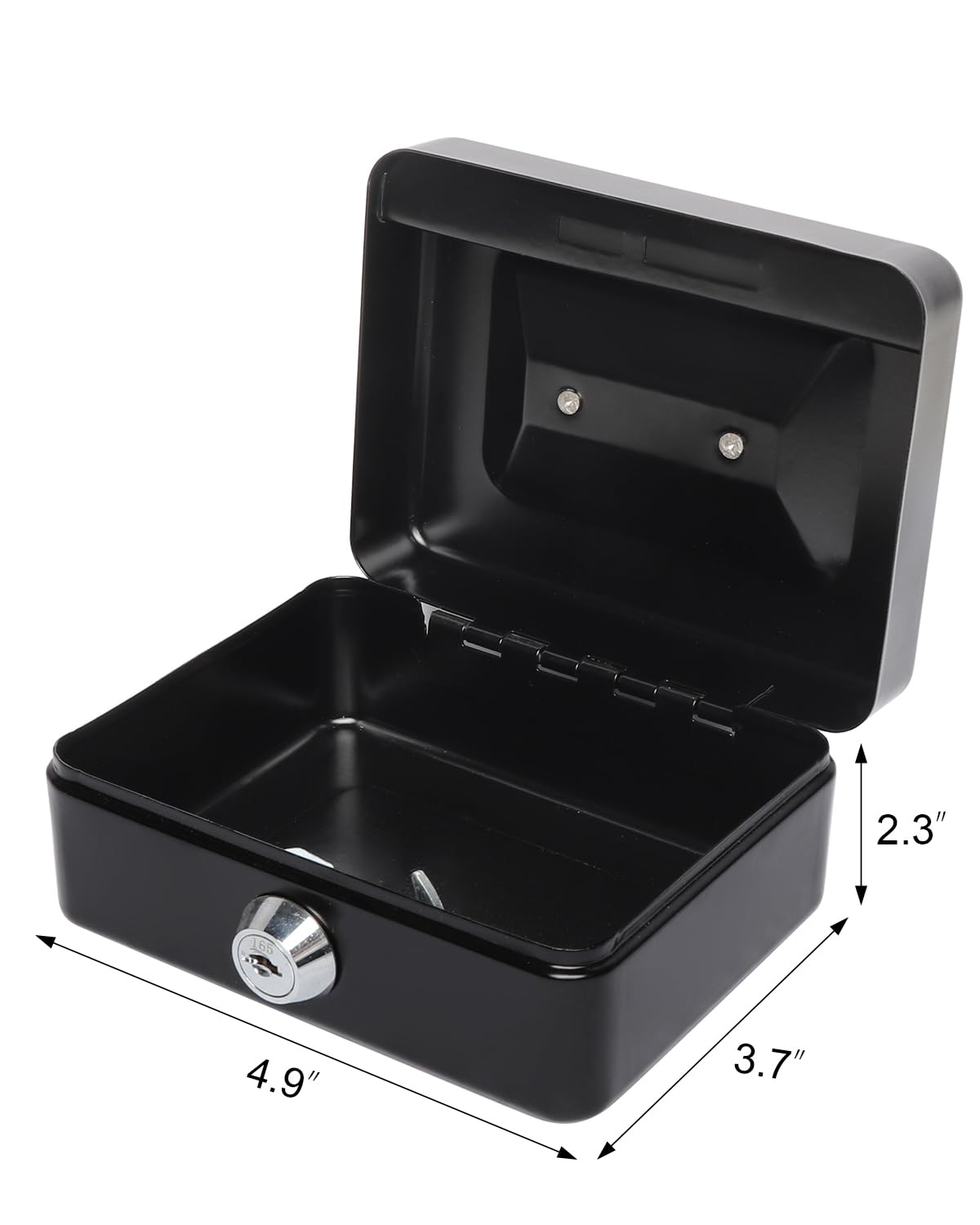Lovndi Small Metal Cash Box with Money Tray & Lock - Secure Lockbox for Money, Coins, Valuables - Perfect for Home, Office, Retail Stores & Small Business Cash Management