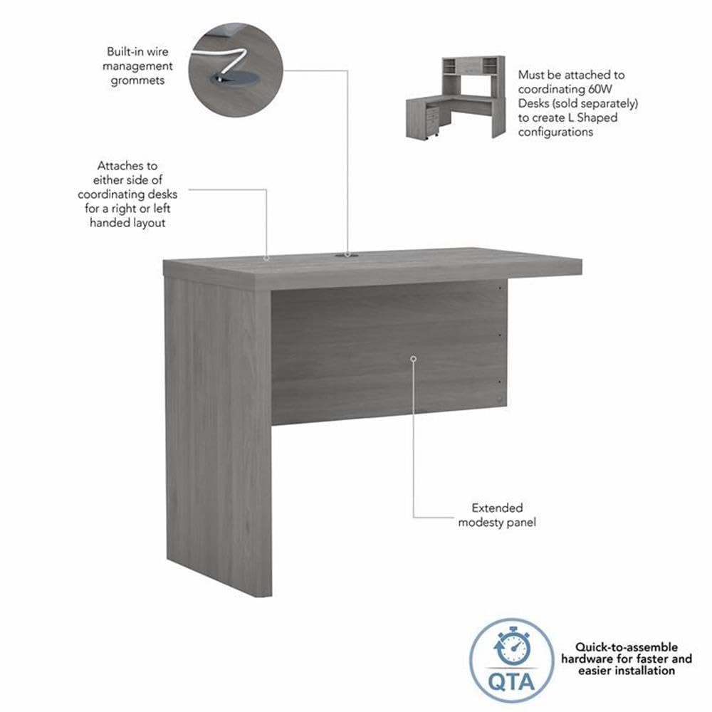Bush Business Furniture Echo Desk Return - 36W Modern Gray Home Office Desk for Small Spaces | Perfect for Work from Home & Study