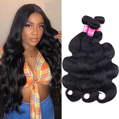 Odir 10A Brazilian Body Wave Virgin Hair Bundles - 3 Bundles (18/20/22 Inch) 300g Unprocessed Remy Human Hair Extensions - Natural Color for Styling, Weaving & Everyday Wear