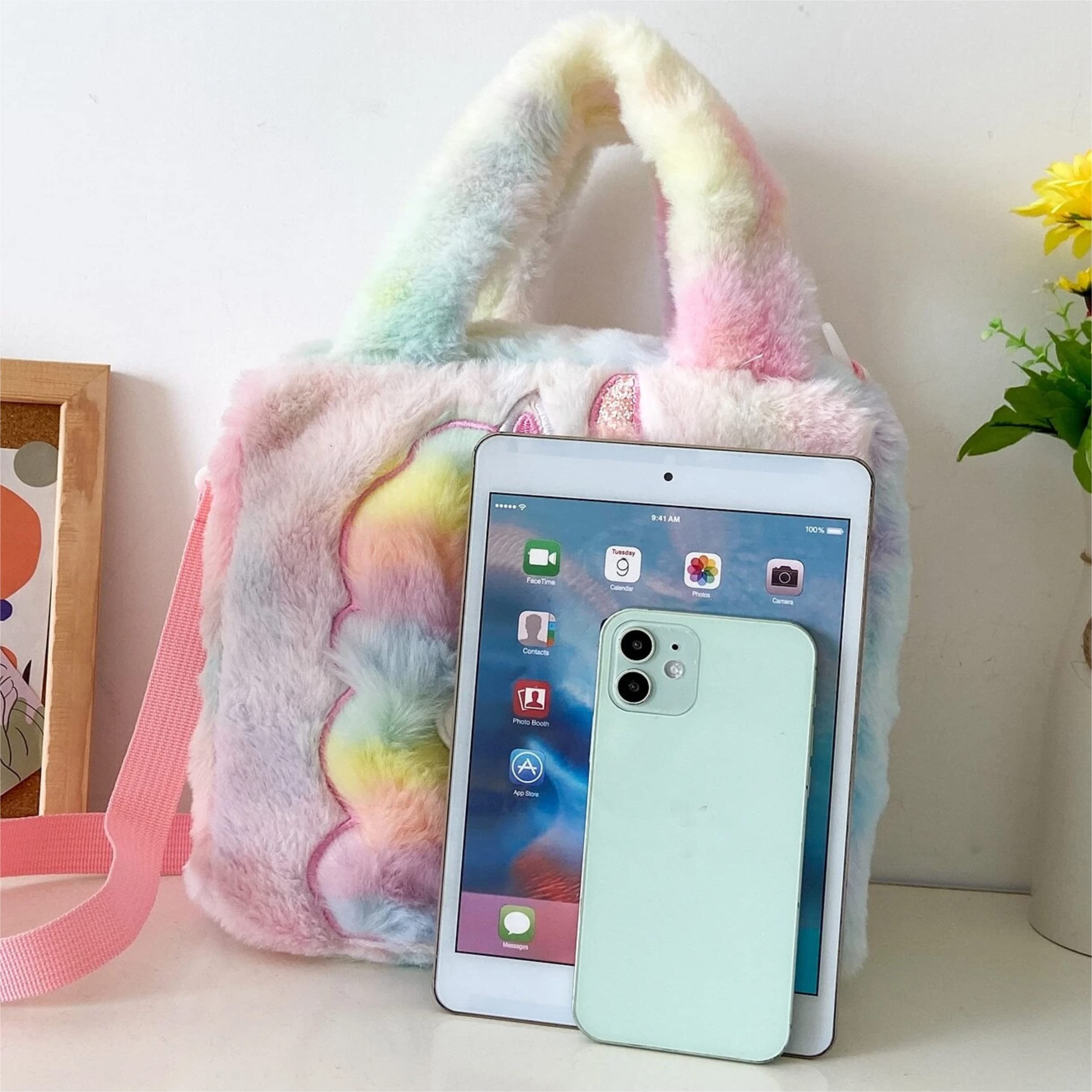 **Stylish Unicorn Shoulder Bag for Girls - Cute Fur Sling Bag, Easy to Carry, Perfect Birthday Gift & School Accessory - Ideal for School, Travel & Everyday Use**