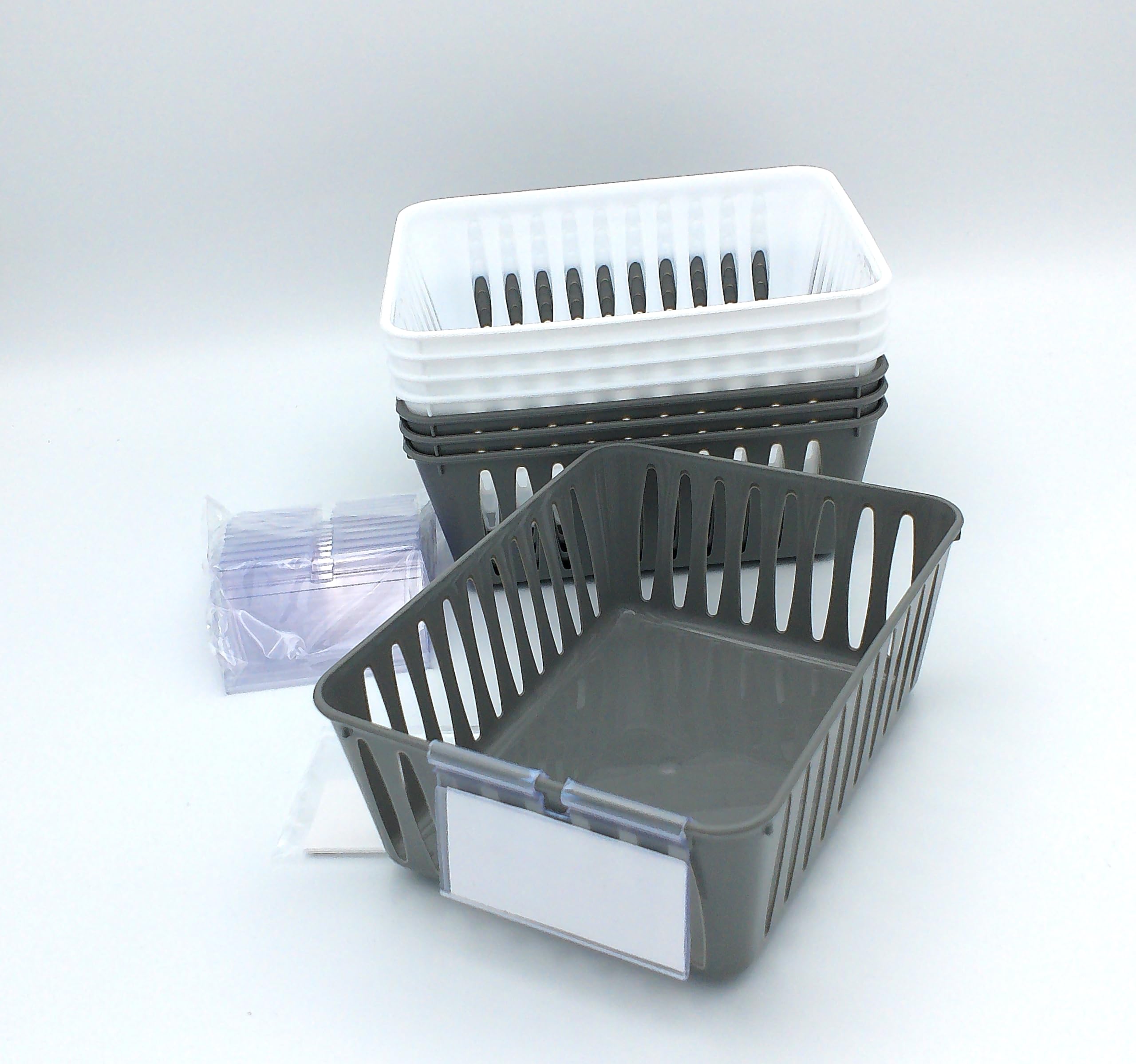 8 Pack Grey & White Storage Baskets (6.25