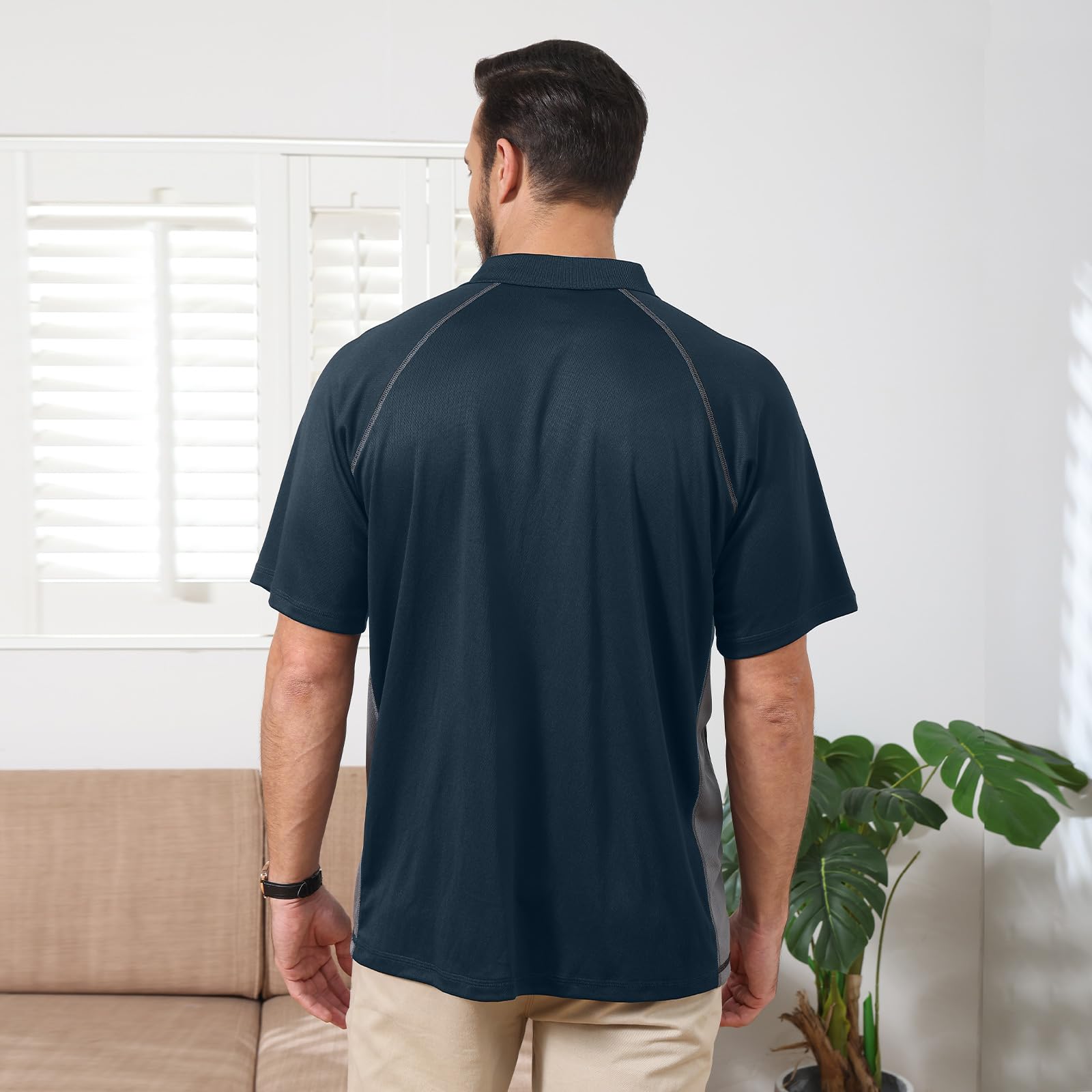 TIHEEN Men's Golf Polo Shirts - Moisture Wicking, Quick Dry Short Sleeve Performance Shirts for Big & Tall - Perfect for Golf, Casual Wear & Outdoor Activities