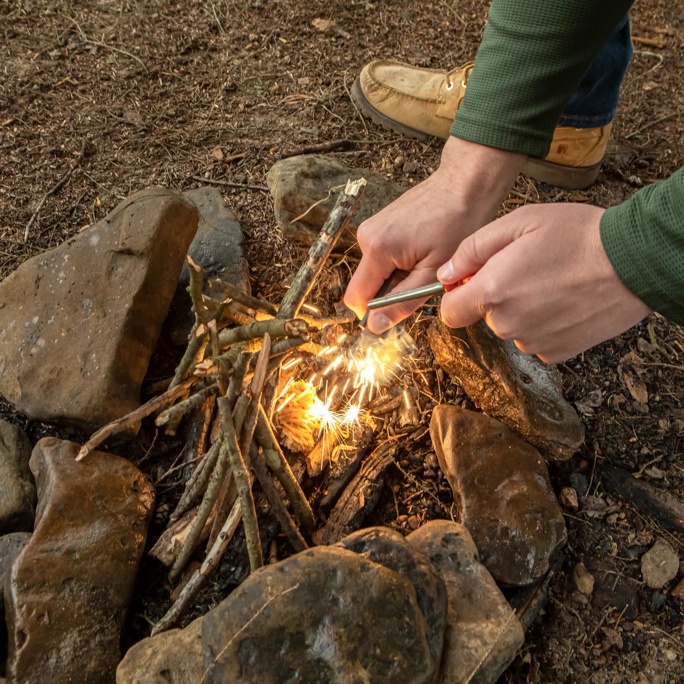 Best Fire Starter Combo Kit for Camping, Survival & Outdoor Adventures - Waterproof Fire Steel & Magnesium Flint Starter with Emergency Whistle
