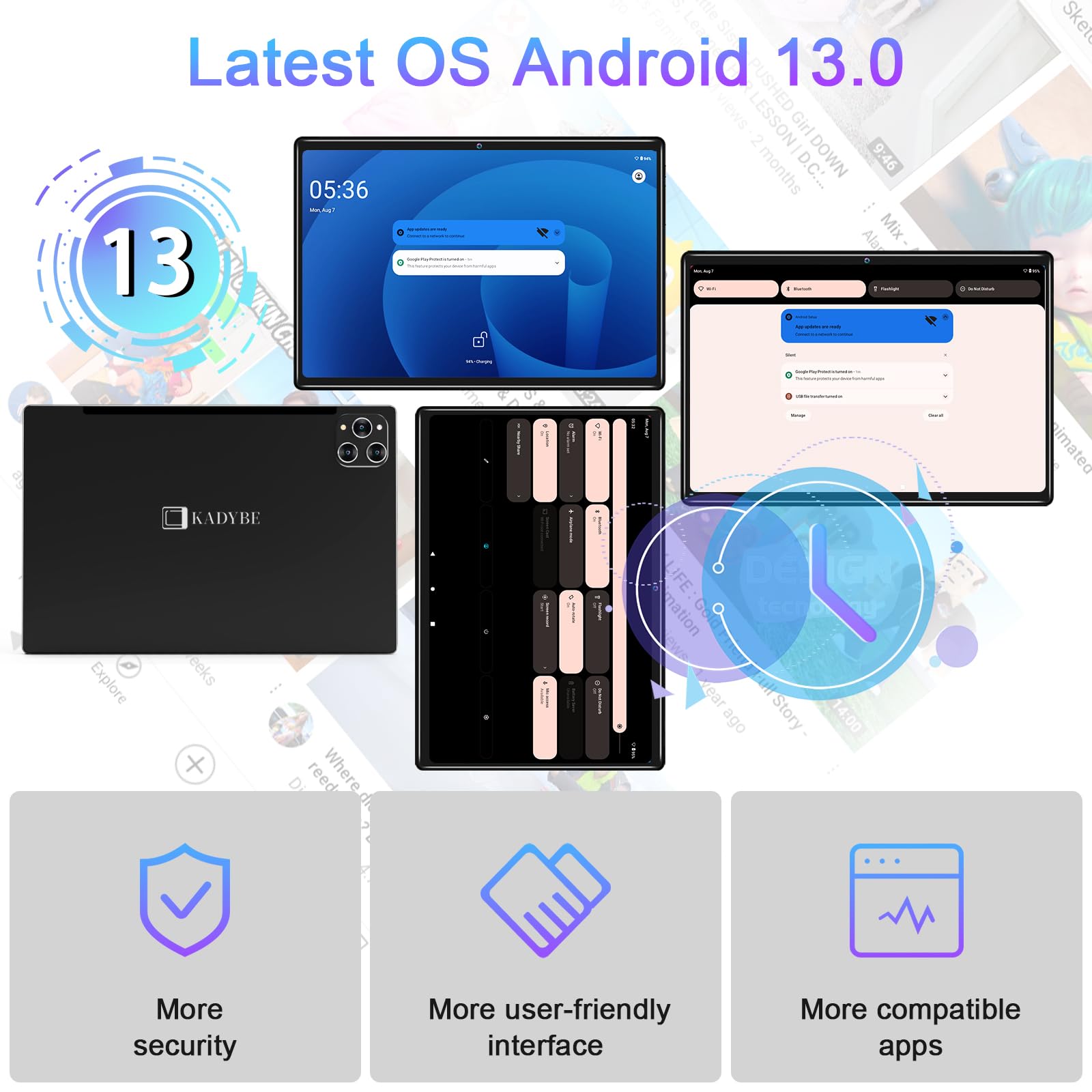 10.1 Inch Android 13 Tablet (2025 Model) - 128GB ROM + 16GB RAM, Octa-Core Processor, 13MP Camera - 2-in-1 Laptop with Keyboard, 1TB Expandable Storage, FHD Display - Perfect for Work, Study, and Entertainment