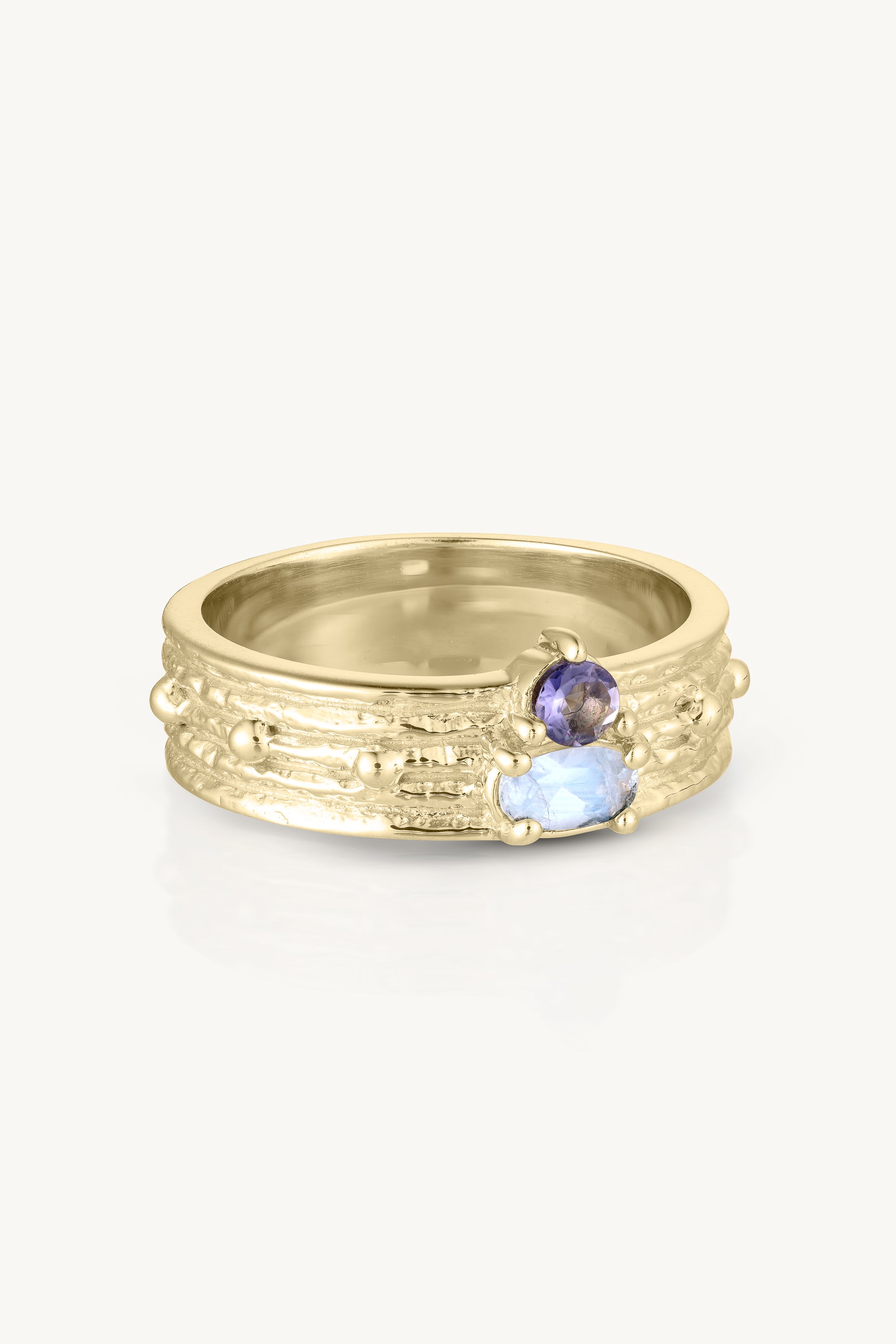 Asymmetric Iolite Gold Stackable Rings for Women - Elegant Layering Jewelry for Everyday Wear & Special Occasions