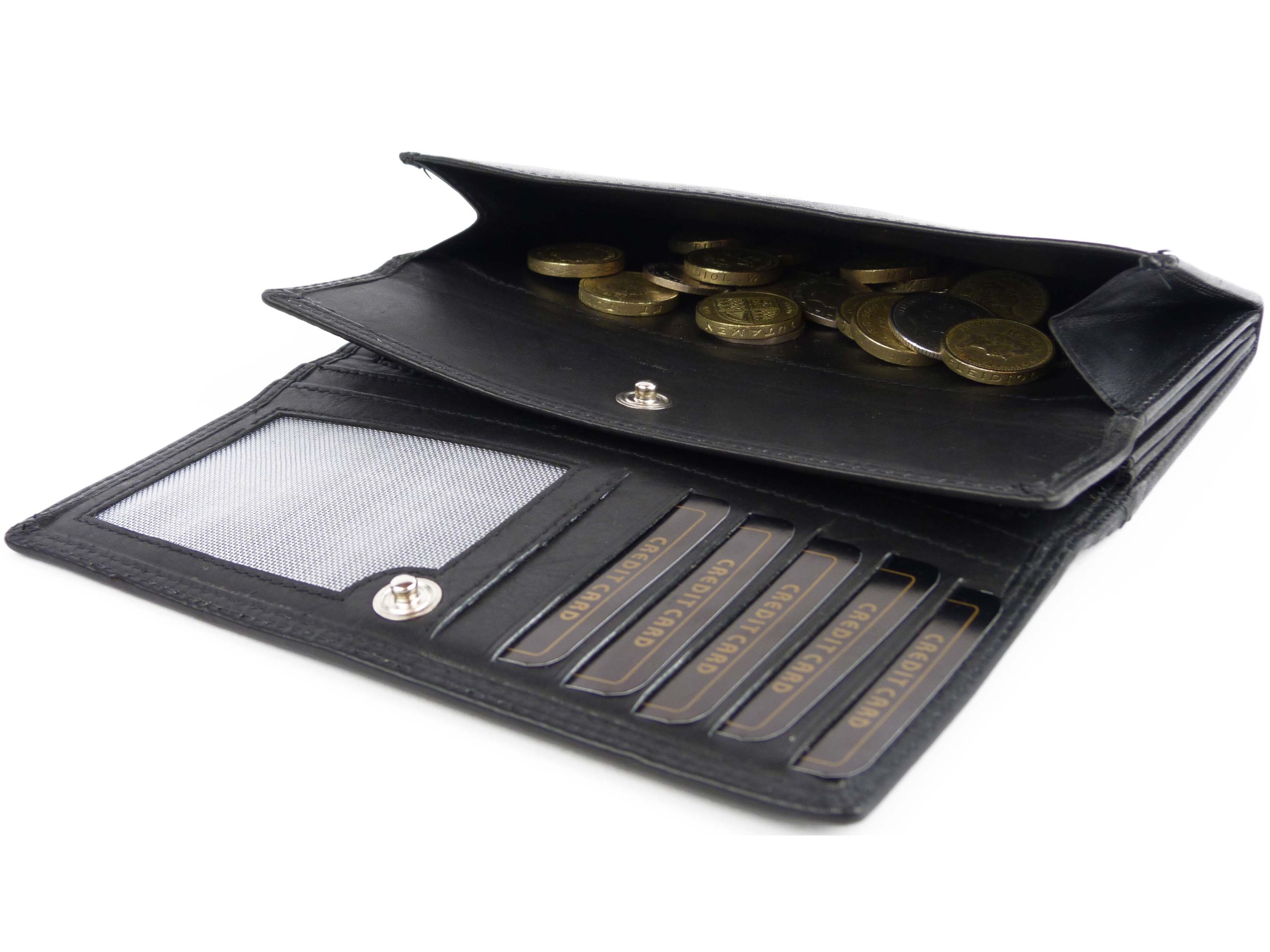 London Leathergoods Women's Flap Over Wallet - Genuine Leather Dark Brown for Everyday Use & Travel