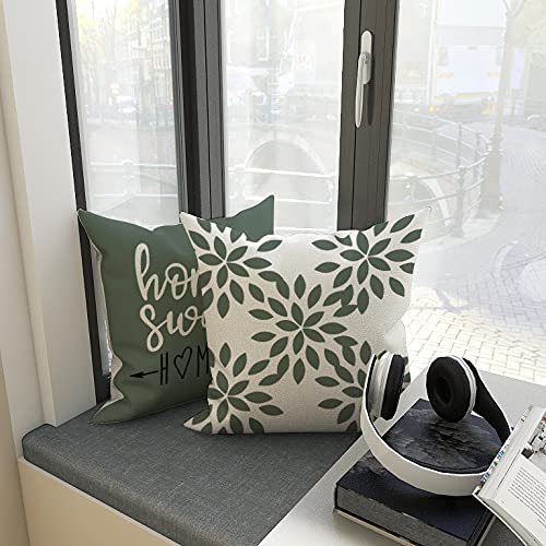 YCOLL 18x18 Inch Pillow Covers Set of 4 - Modern Linen Fabric Throw Pillow Cases for Sofa, Couch, Bed & Car - Decorative Outdoor Home Decor in Aqua Green - Perfect for Living Room, Patio & Travel Accessories